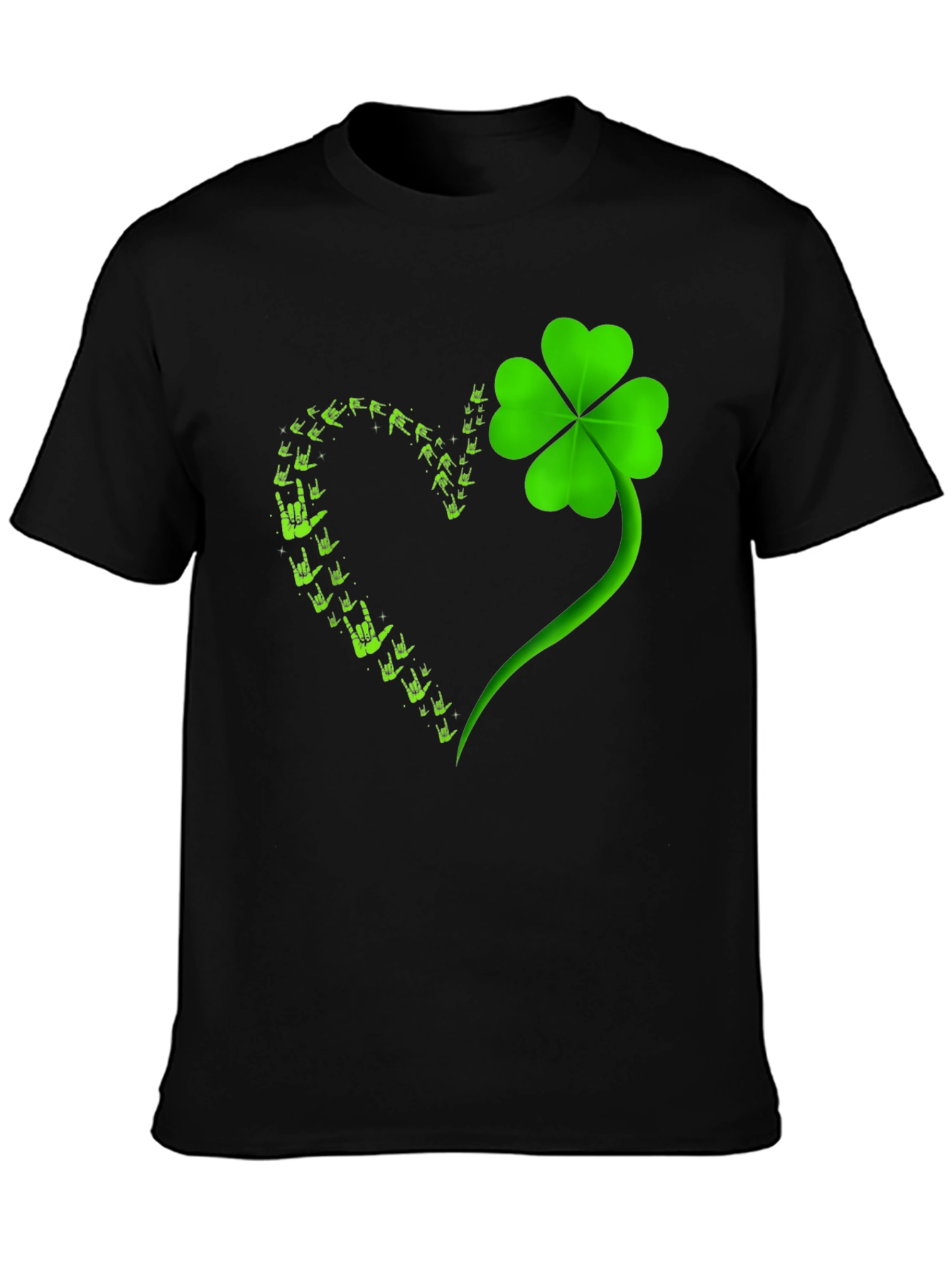 Lucky Shamrock I Love You Hands Graphic T-Shirt