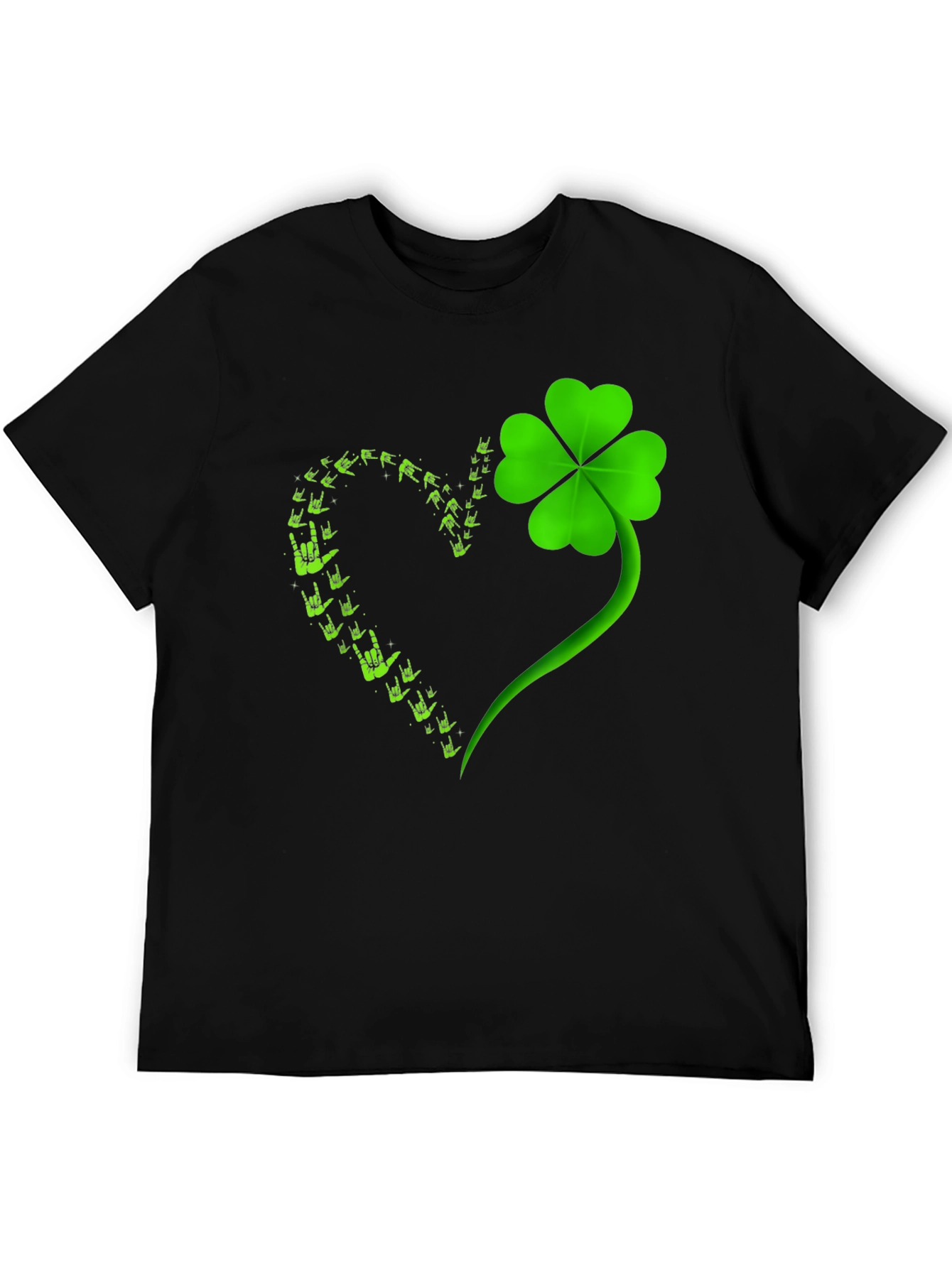 Lucky Shamrock I Love You Hands Graphic T-Shirt