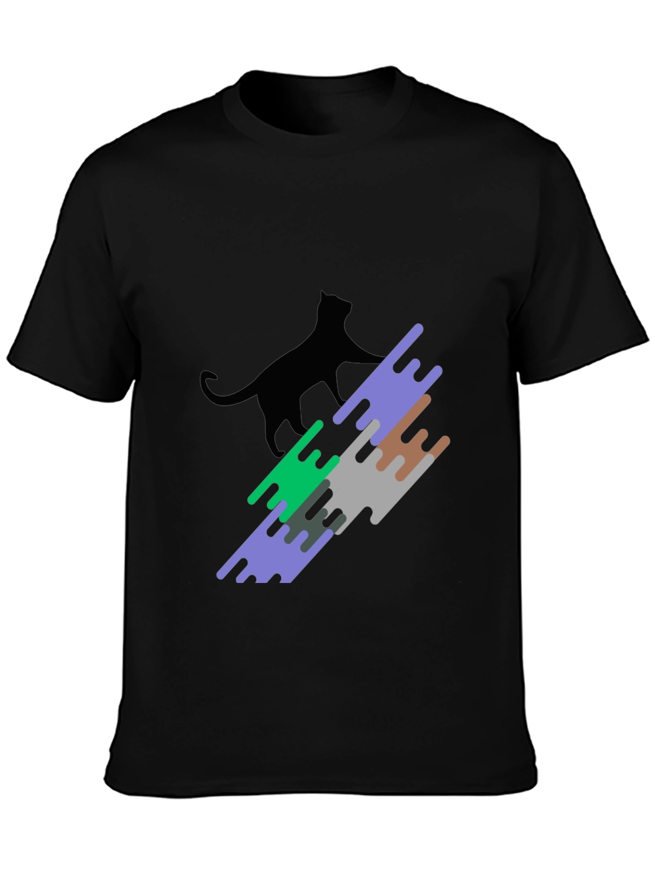 Modern Cat Graphic Tee - Stylish Black T-Shirt