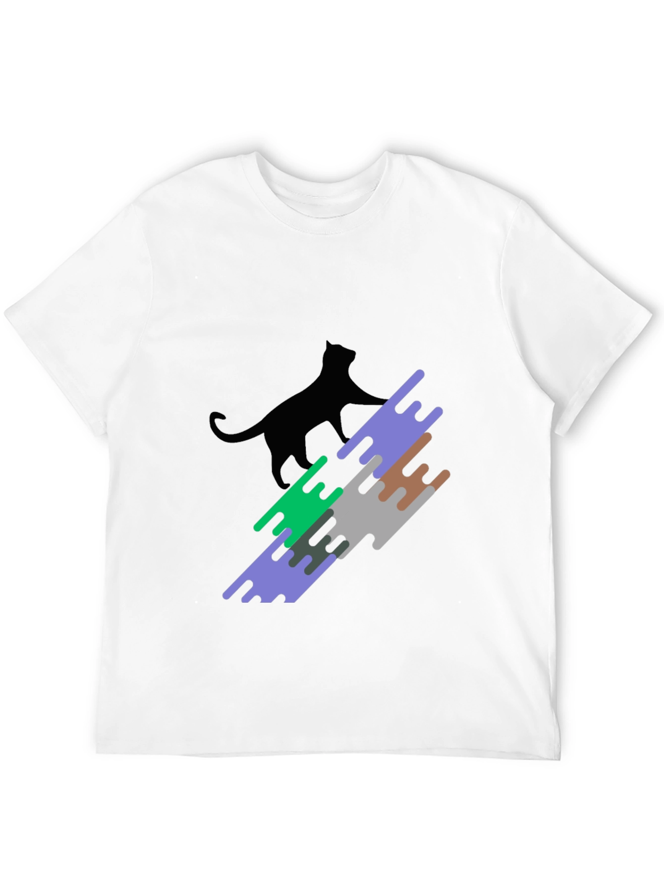 Modern Cat Graphic Tee - Stylish Black T-Shirt