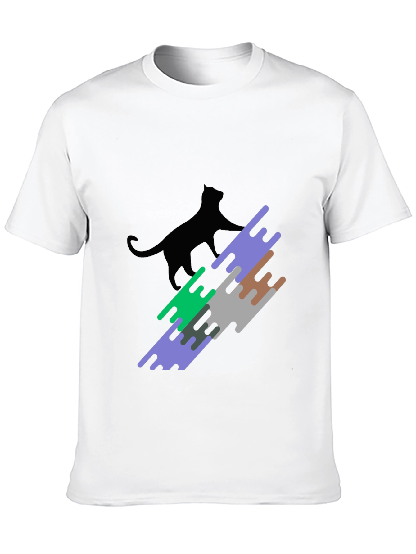 Modern Cat Graphic Tee - Stylish Black T-Shirt