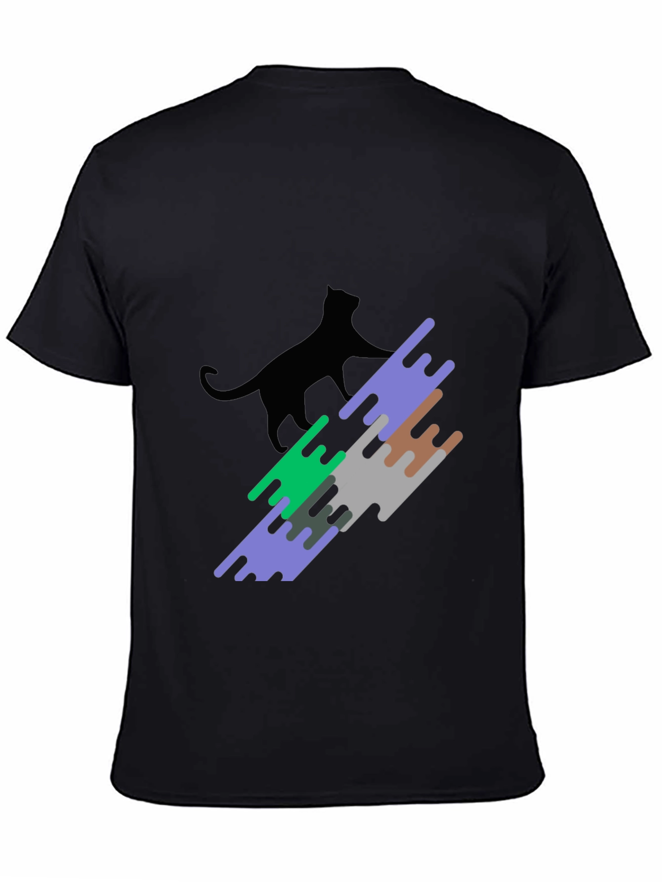 Modern Cat Graphic Tee - Stylish Black T-Shirt