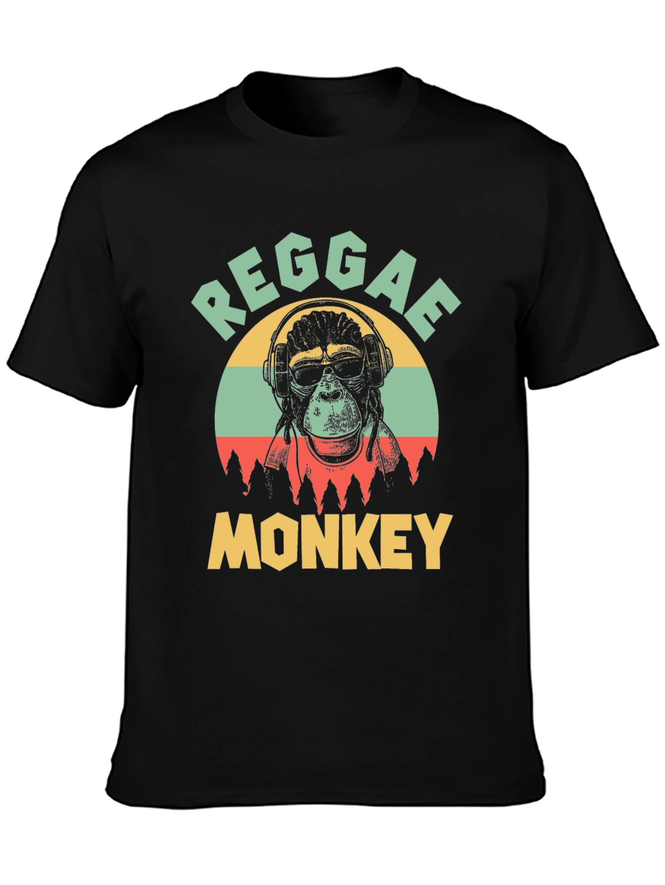 Reggae Monkey Graphic T-Shirt - Black