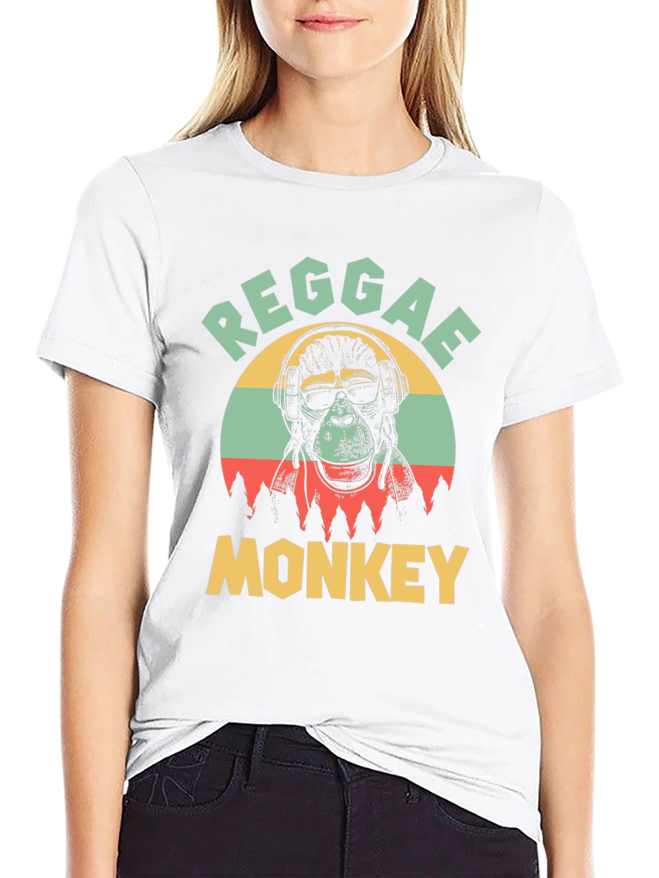 Reggae Monkey Graphic T-Shirt - Black