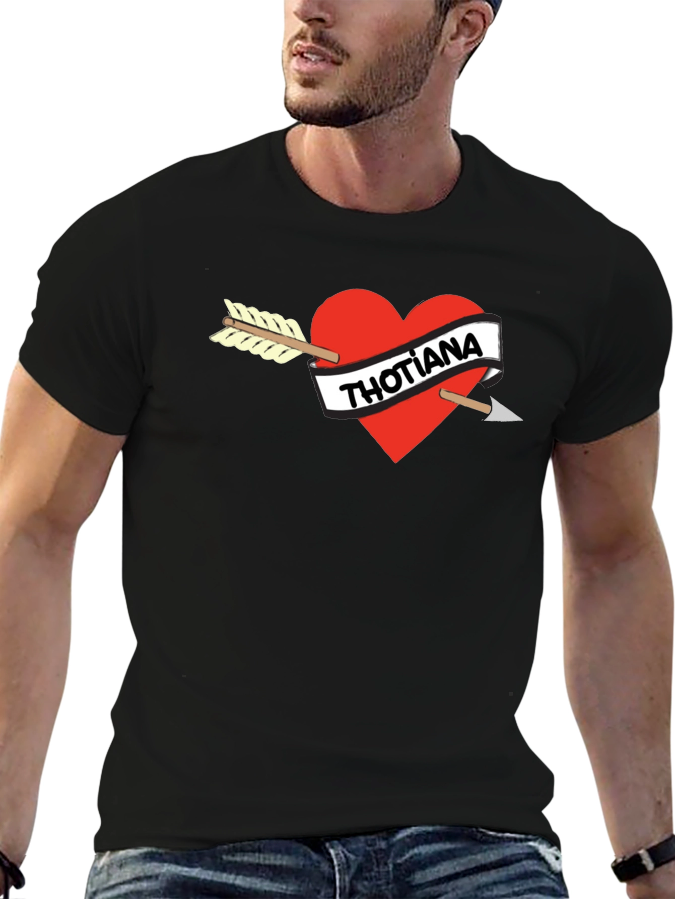 Thotiana Heart Arrow T-Shirt - Black