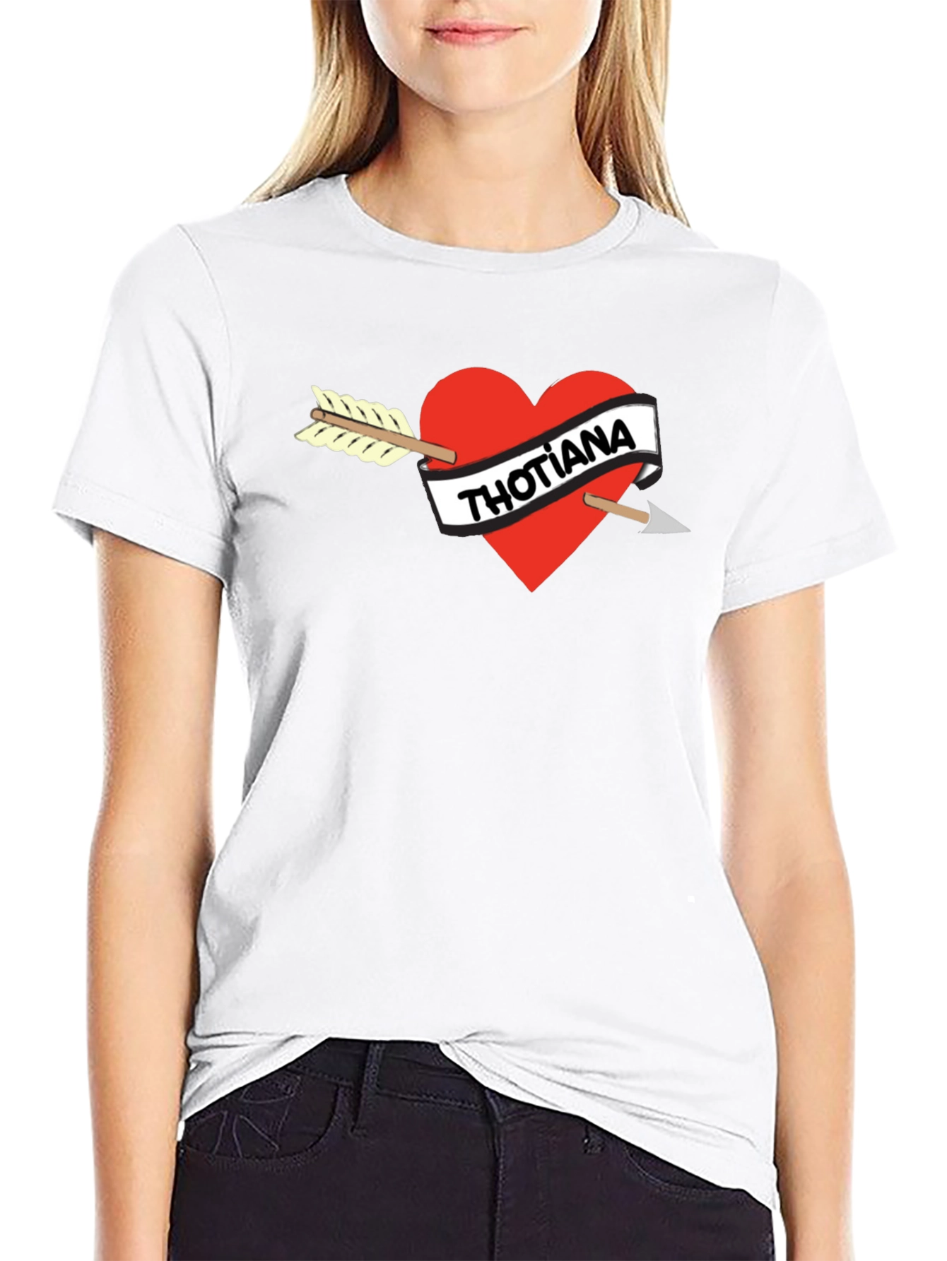 Thotiana Heart Arrow T-Shirt - Black