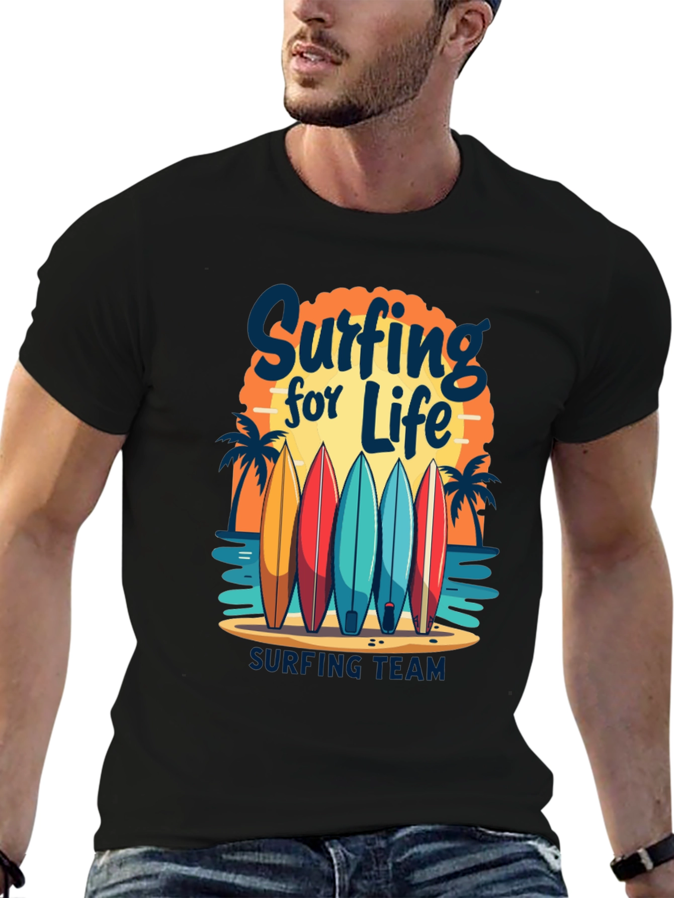 Surfing for Life T-Shirt - Beach Surfboard Tee