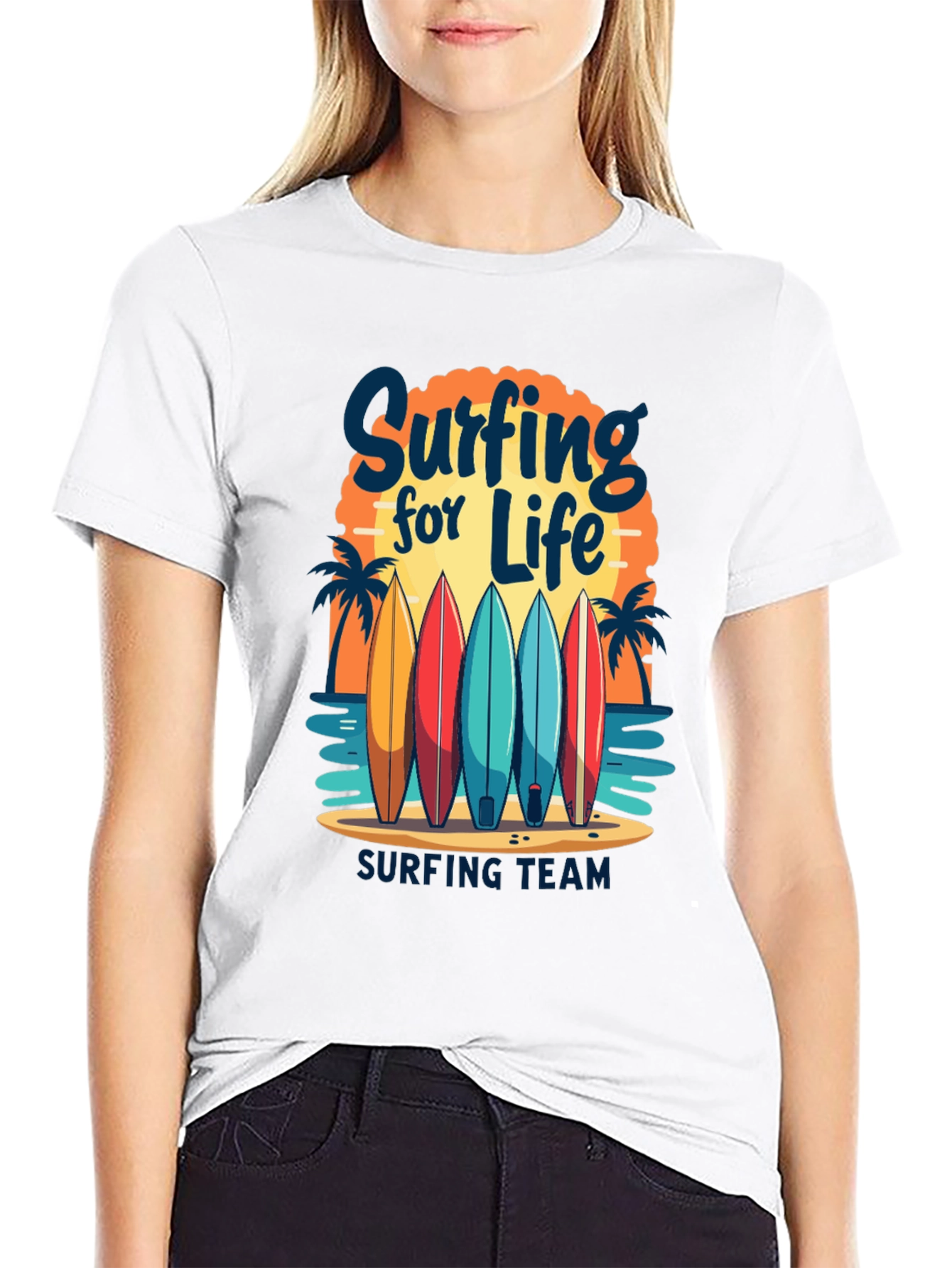 Surfing for Life T-Shirt - Beach Surfboard Tee