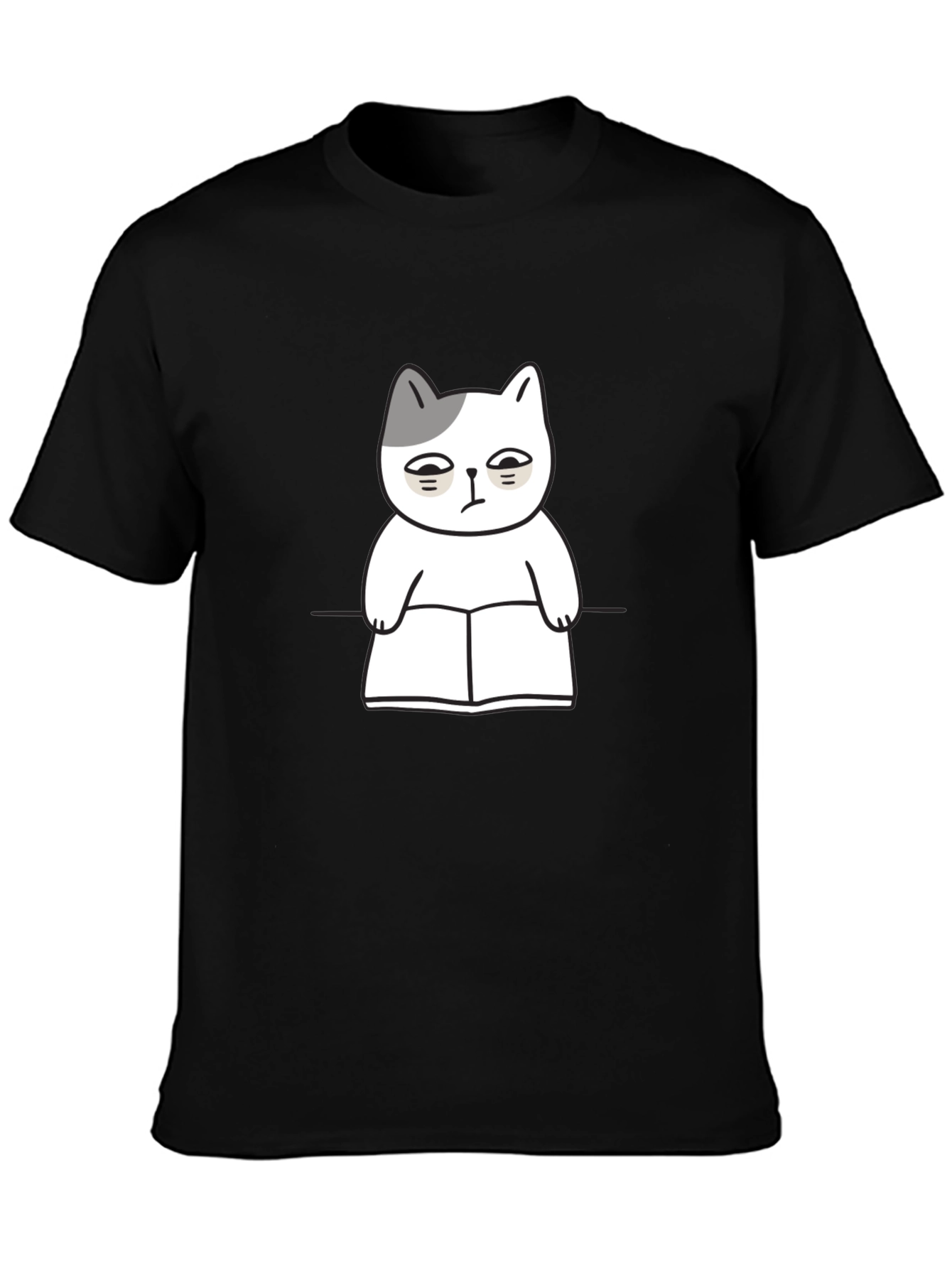 Grumpy Cat Reading Book Funny Graphic T-Shirt