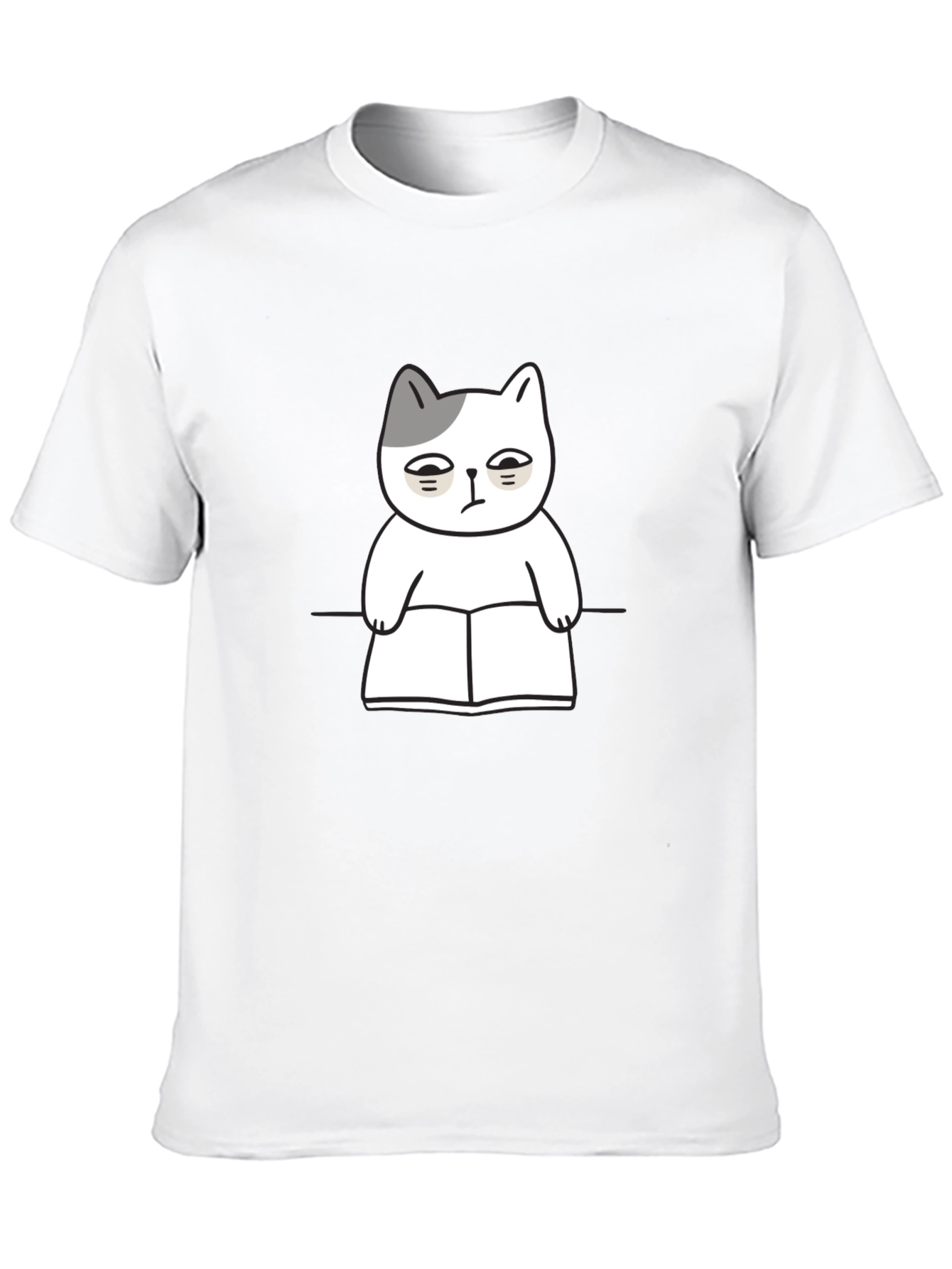 Grumpy Cat Reading Book Funny Graphic T-Shirt