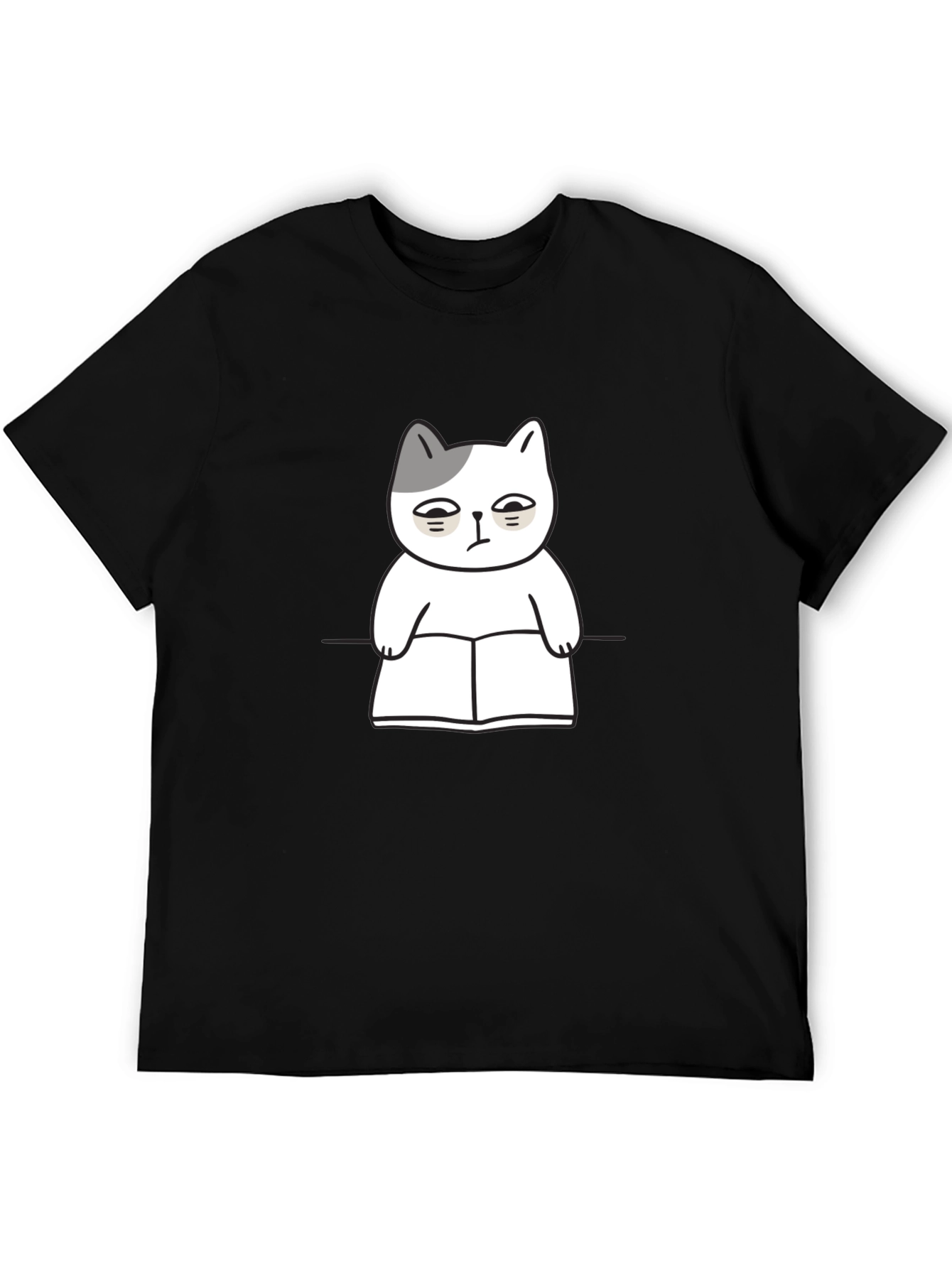 Grumpy Cat Reading Book Funny Graphic T-Shirt