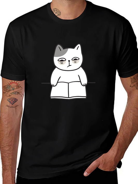 Grumpy Cat Reading Book Funny Graphic T-Shirt