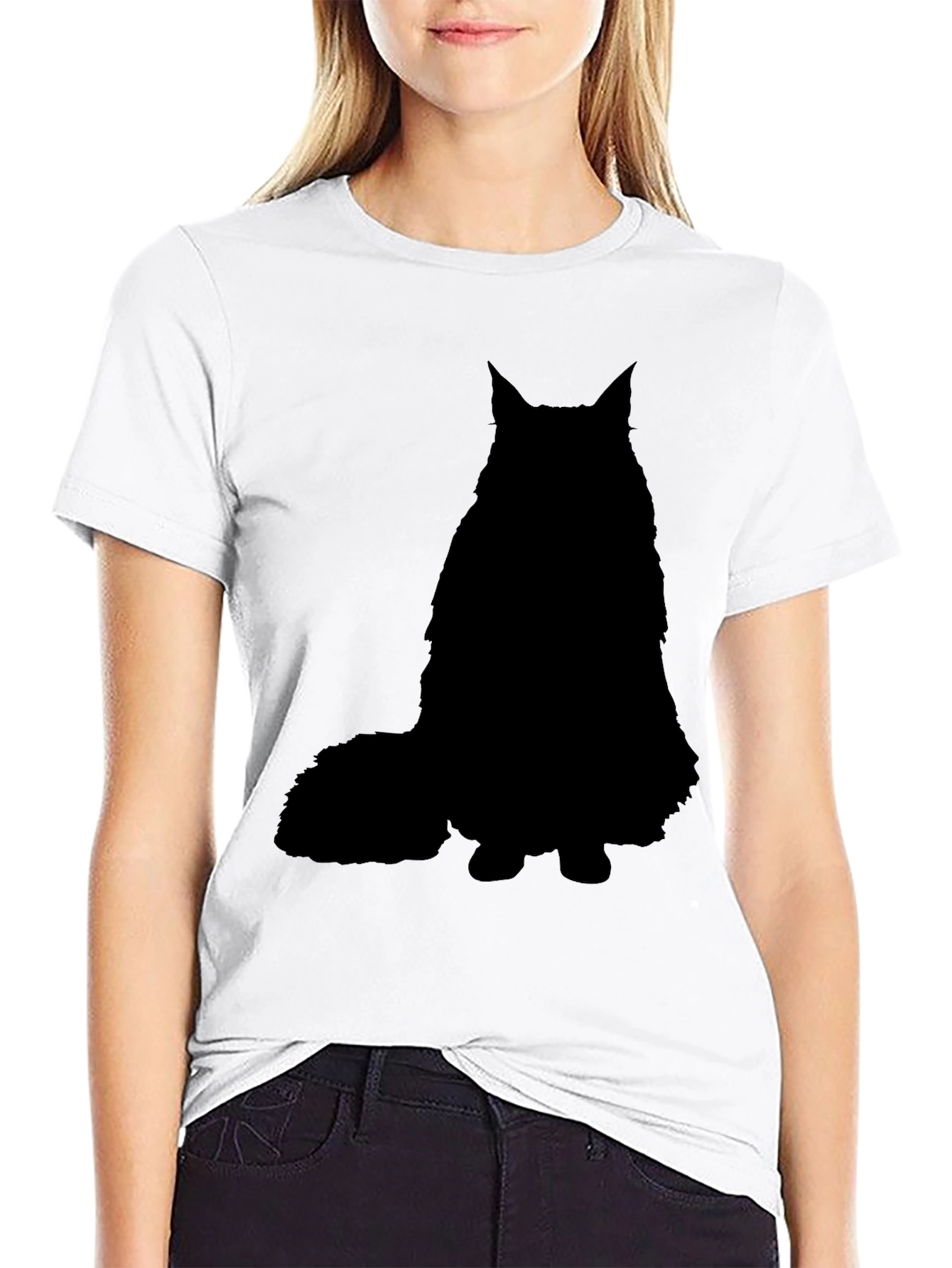 Black Cat Silhouette Graphic T-Shirt