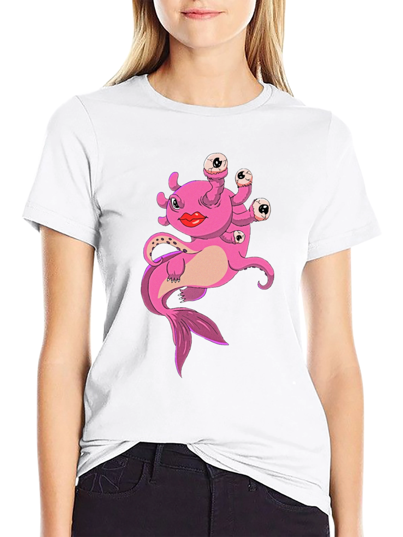 Funny Pink Creature Graphic T-Shirt