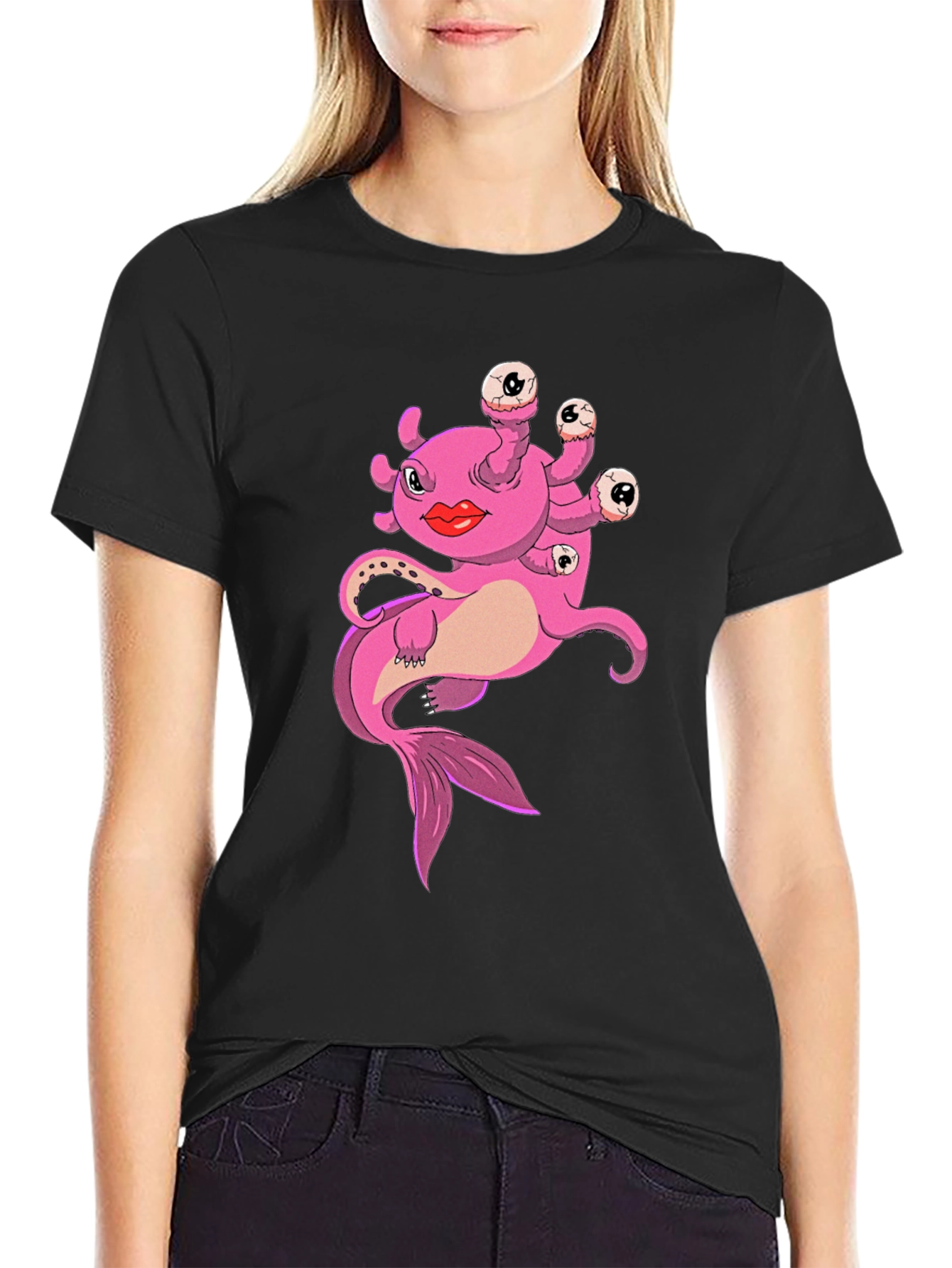 Funny Pink Creature Graphic T-Shirt