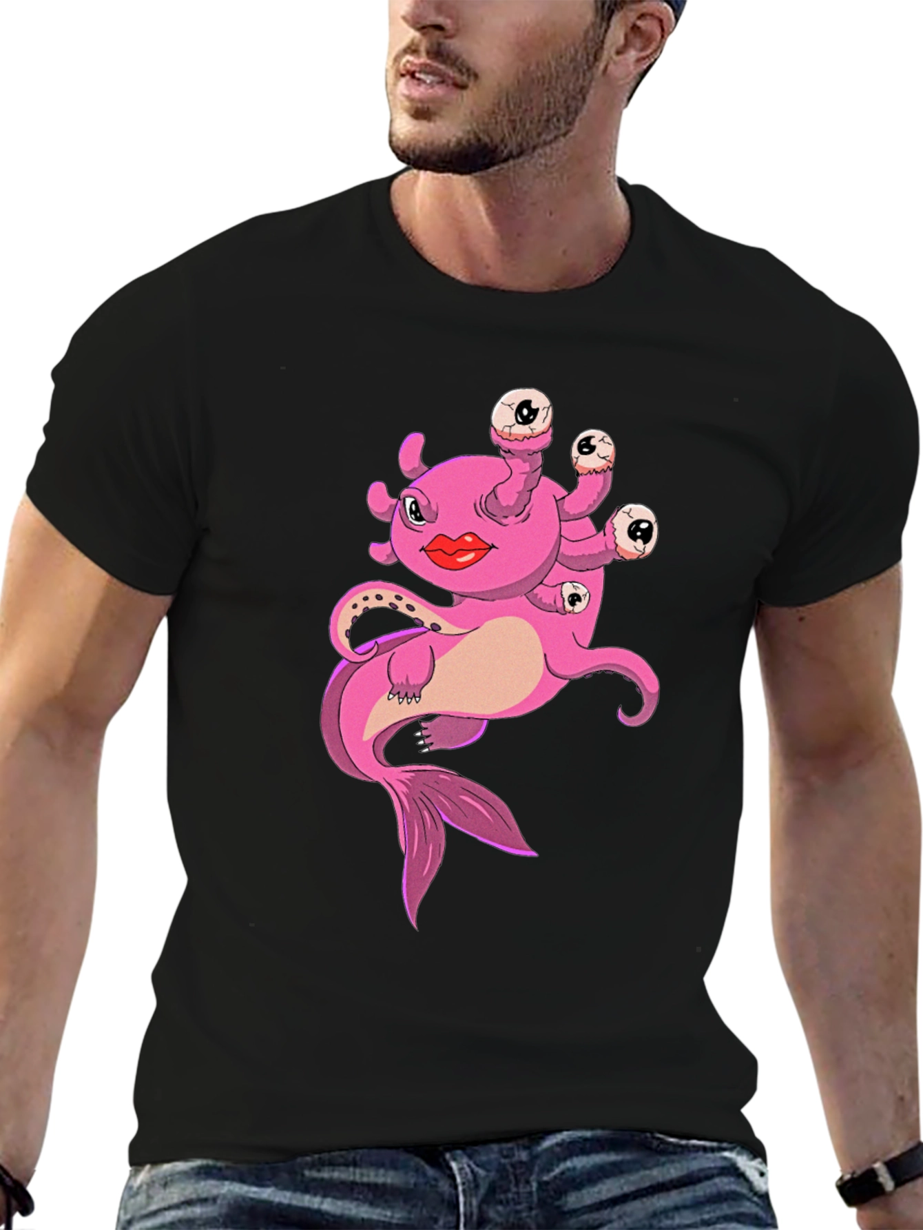 Funny Pink Creature Graphic T-Shirt
