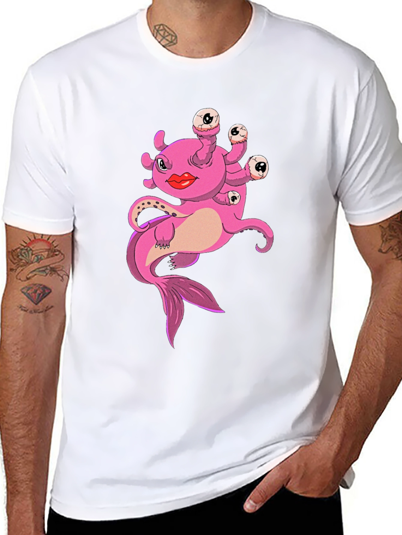 Funny Pink Creature Graphic T-Shirt