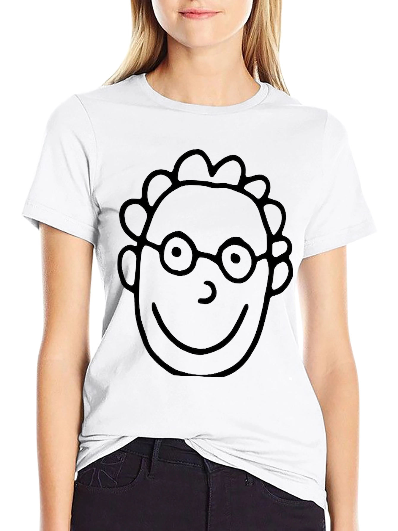 Cartoon Face Black T-Shirt