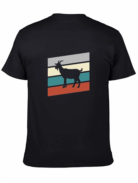 Goat Silhouette Retro Stripe T-Shirt