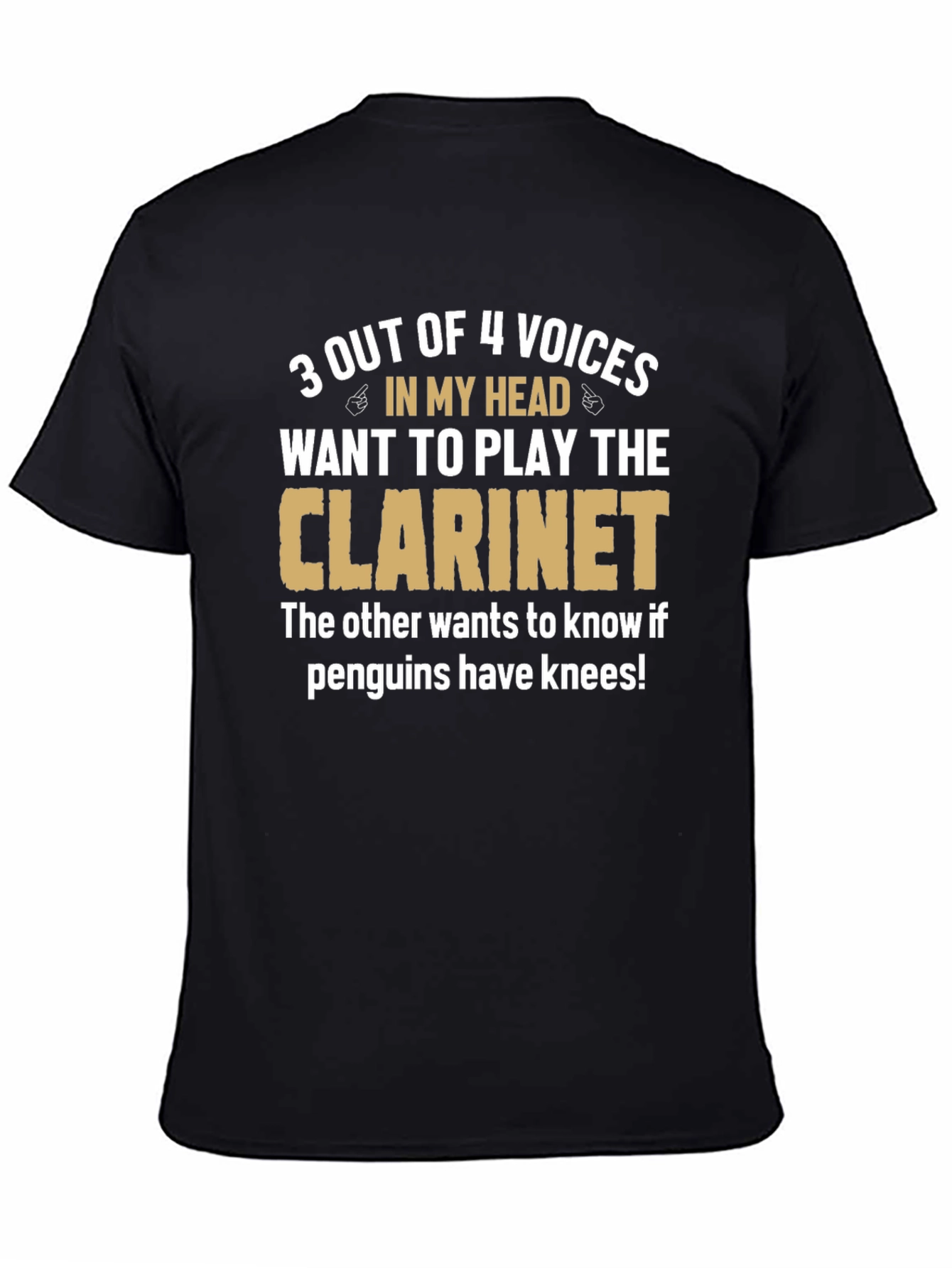 Clarinet Player Funny T-Shirt - Penguin Knee Question