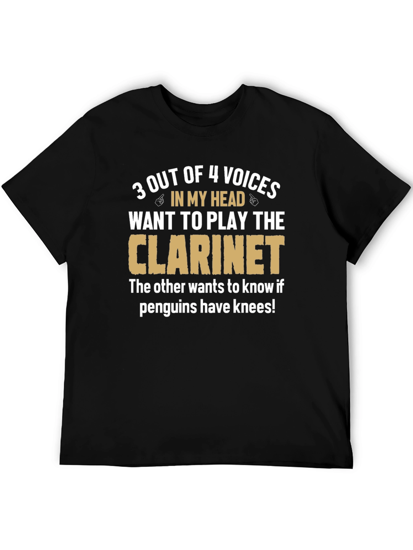 Clarinet Player Funny T-Shirt - Penguin Knee Question