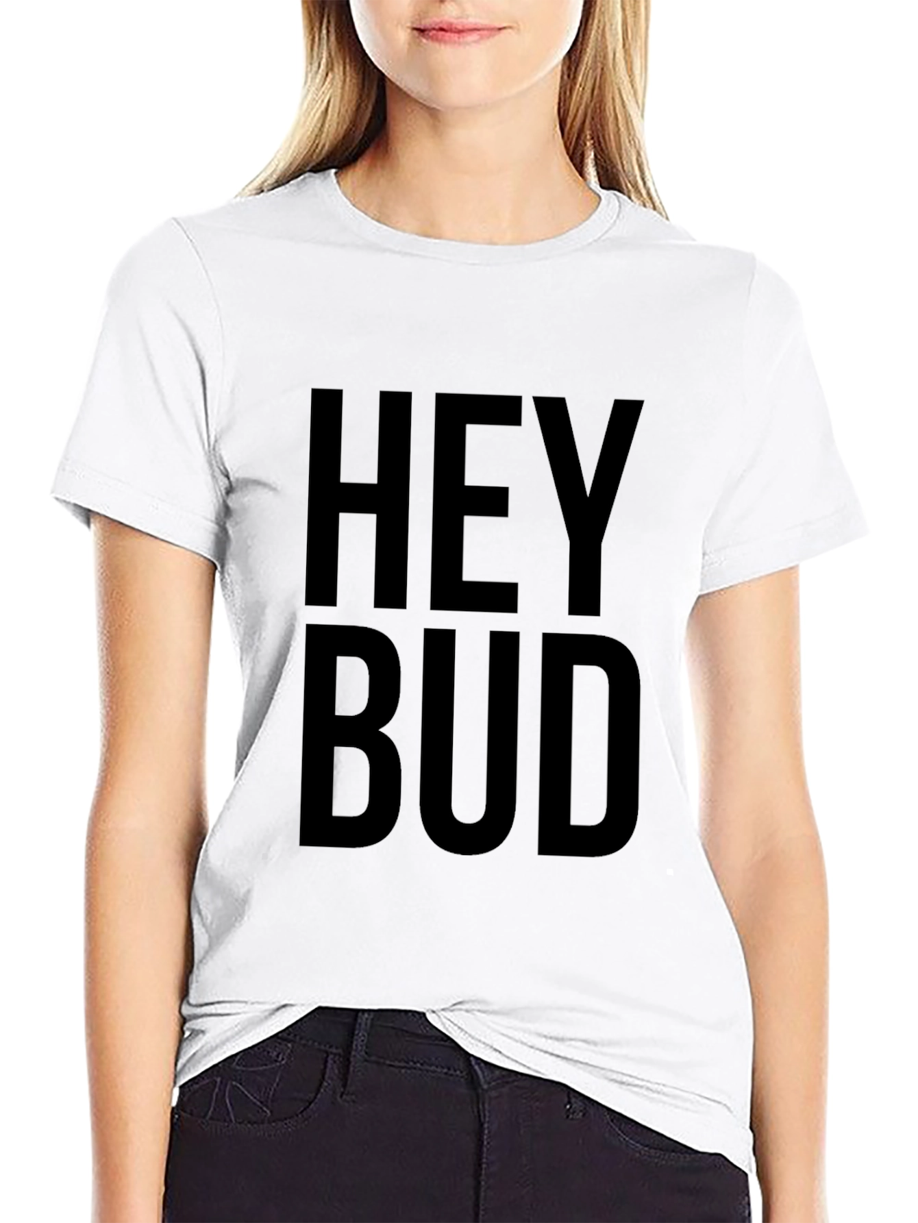 Hey Bud Graphic Tee - Soft Cotton Casual Top