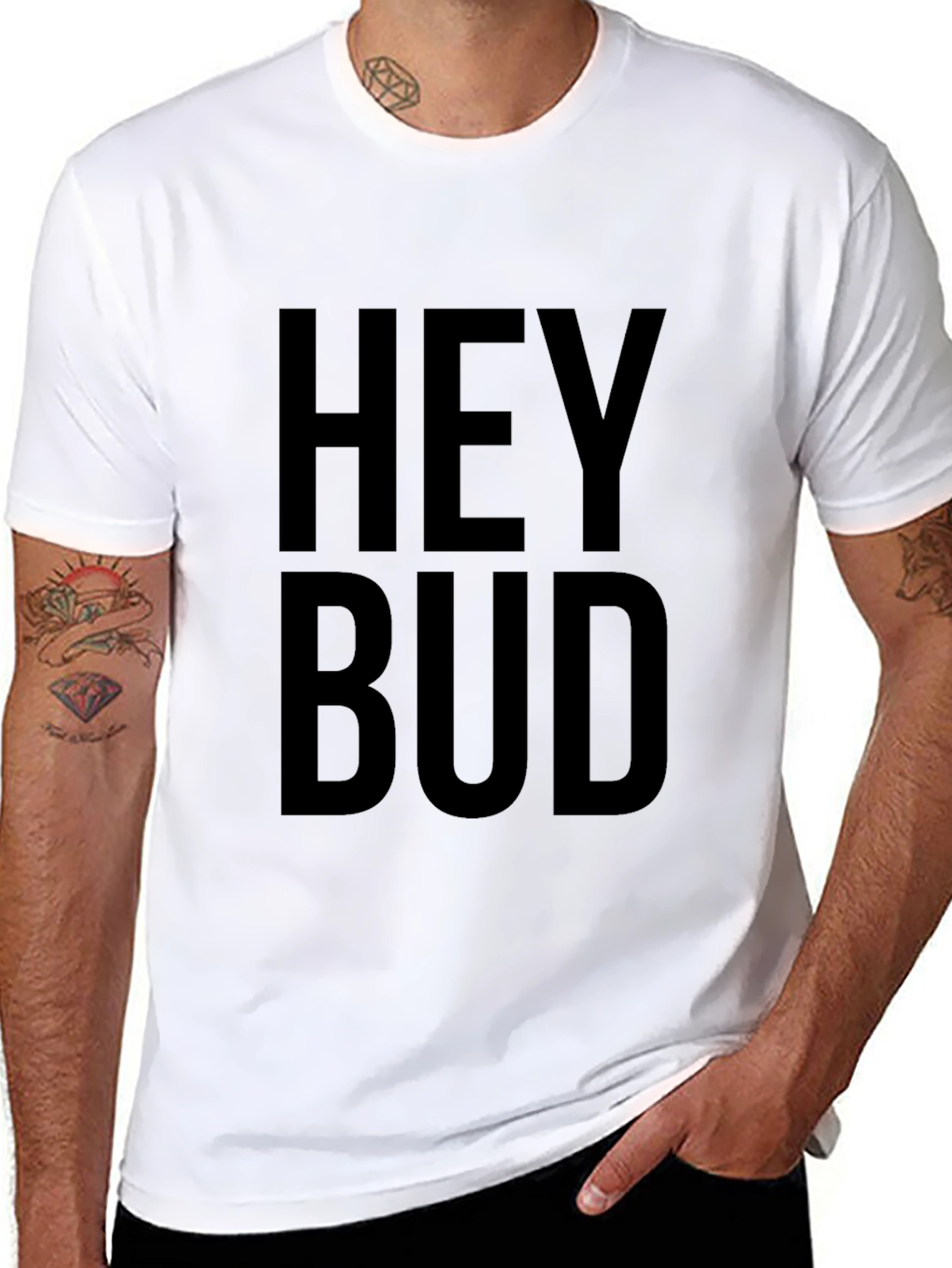 Hey Bud Graphic Tee - Soft Cotton Casual Top