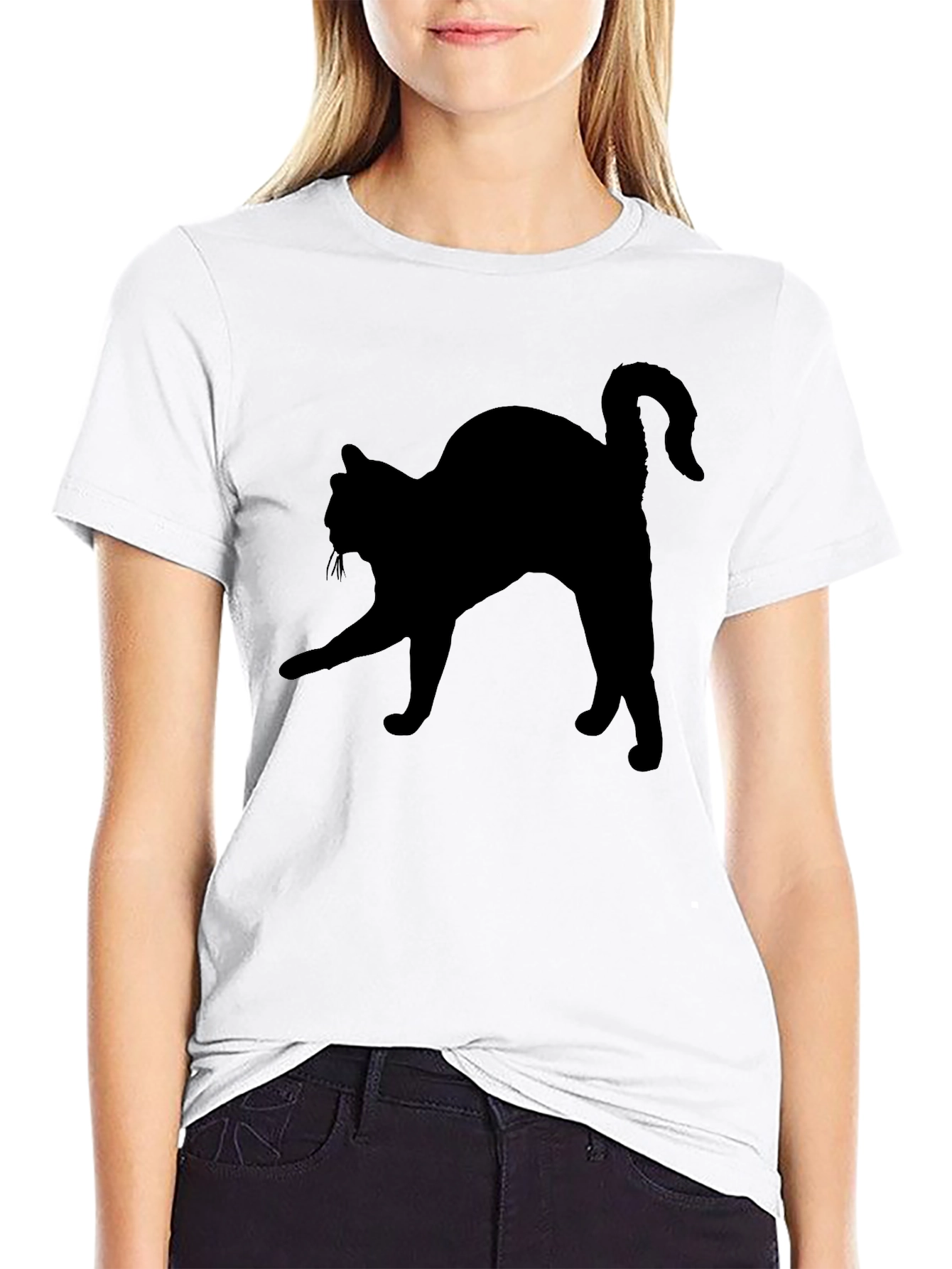 Black Cat Silhouette Tee - Mens Casual T-Shirt