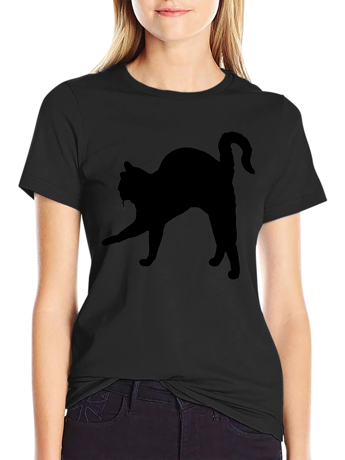 Black Cat Silhouette Tee - Mens Casual T-Shirt