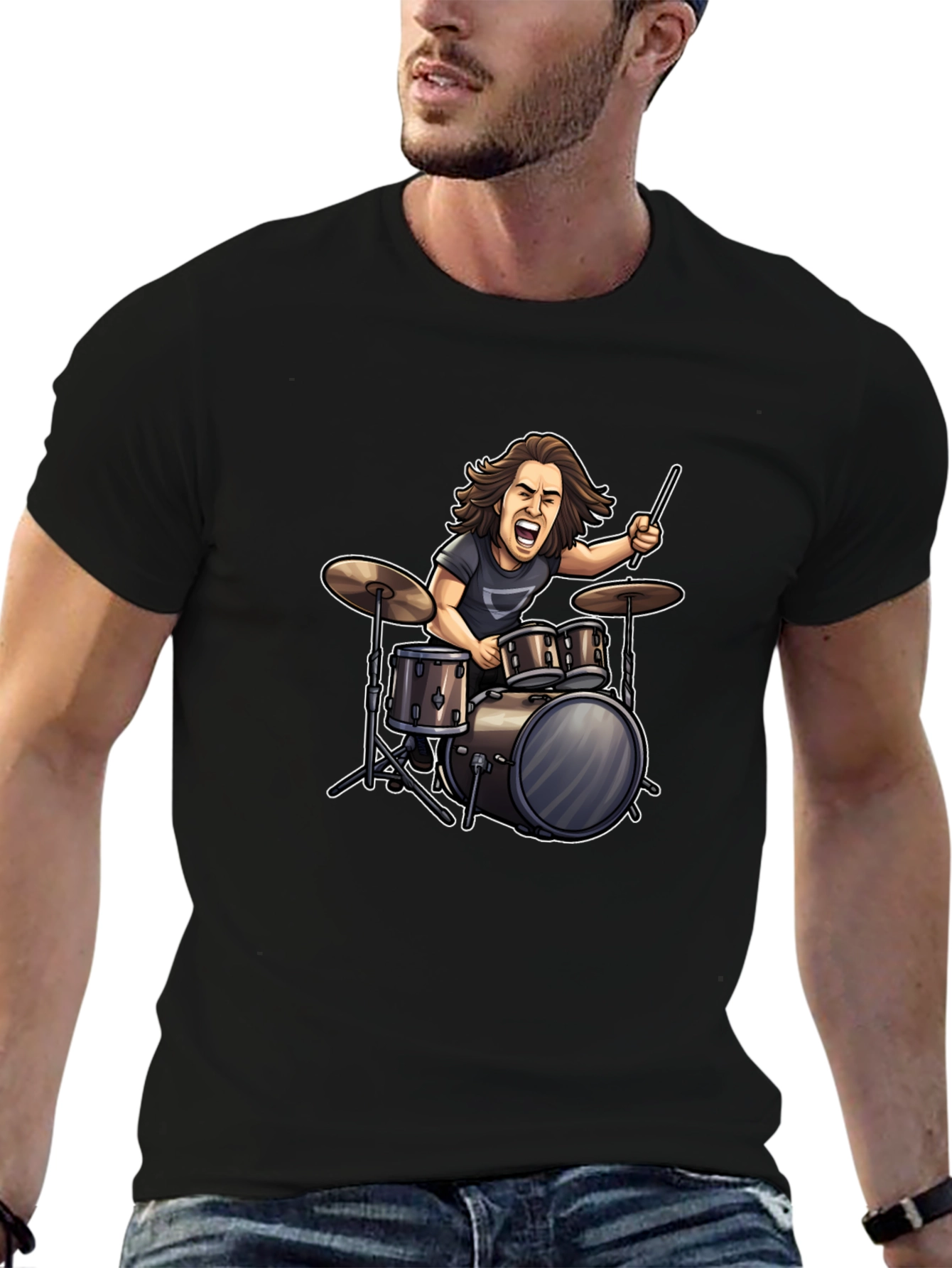 Drummer Graphic Black T-Shirt