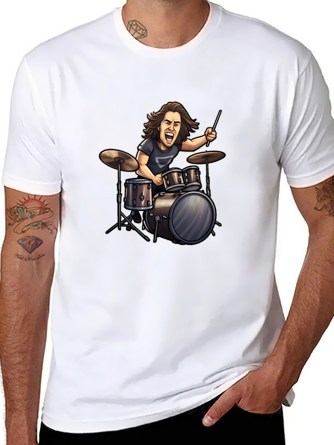 Drummer Graphic Black T-Shirt