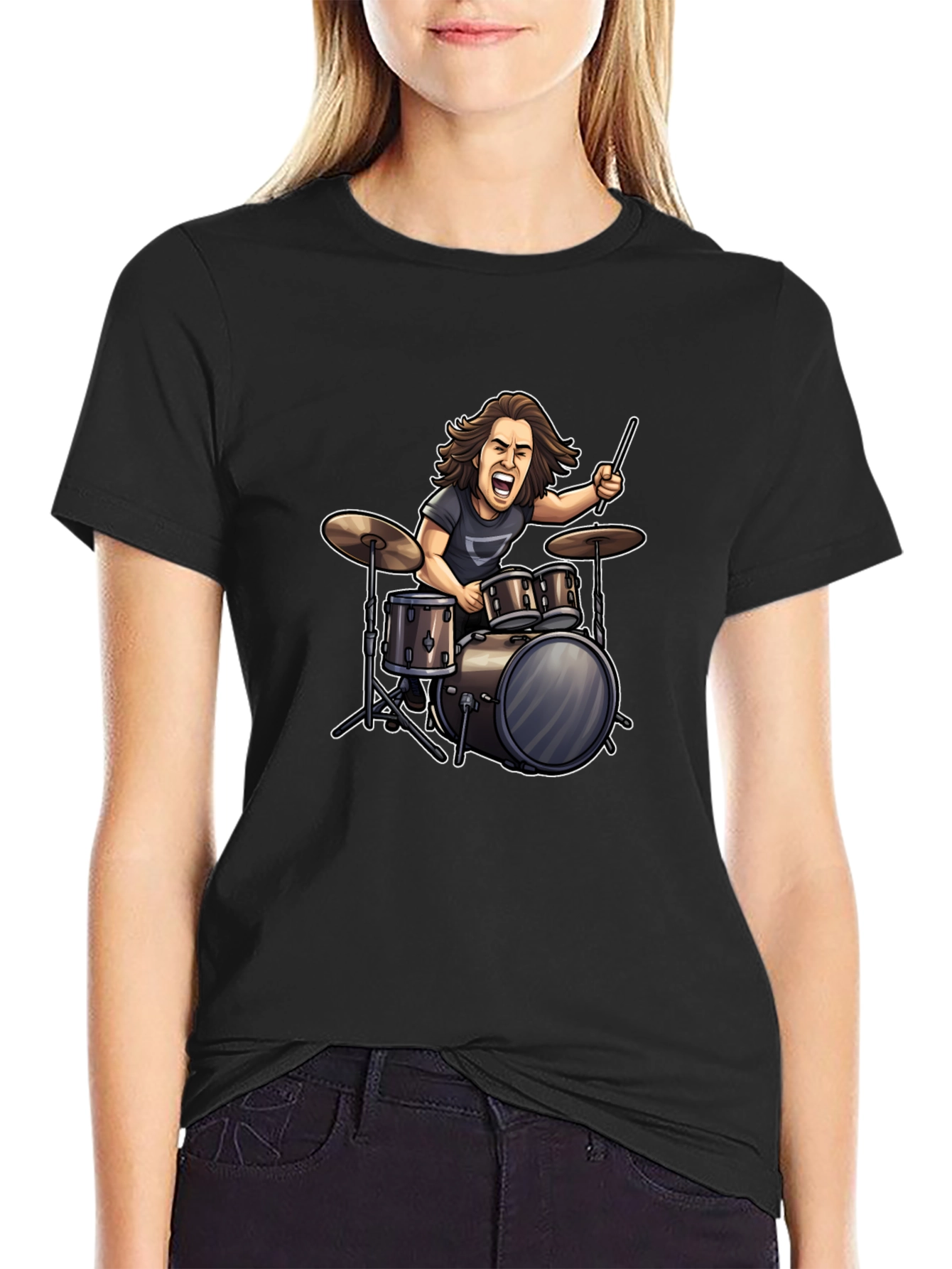Drummer Graphic Black T-Shirt