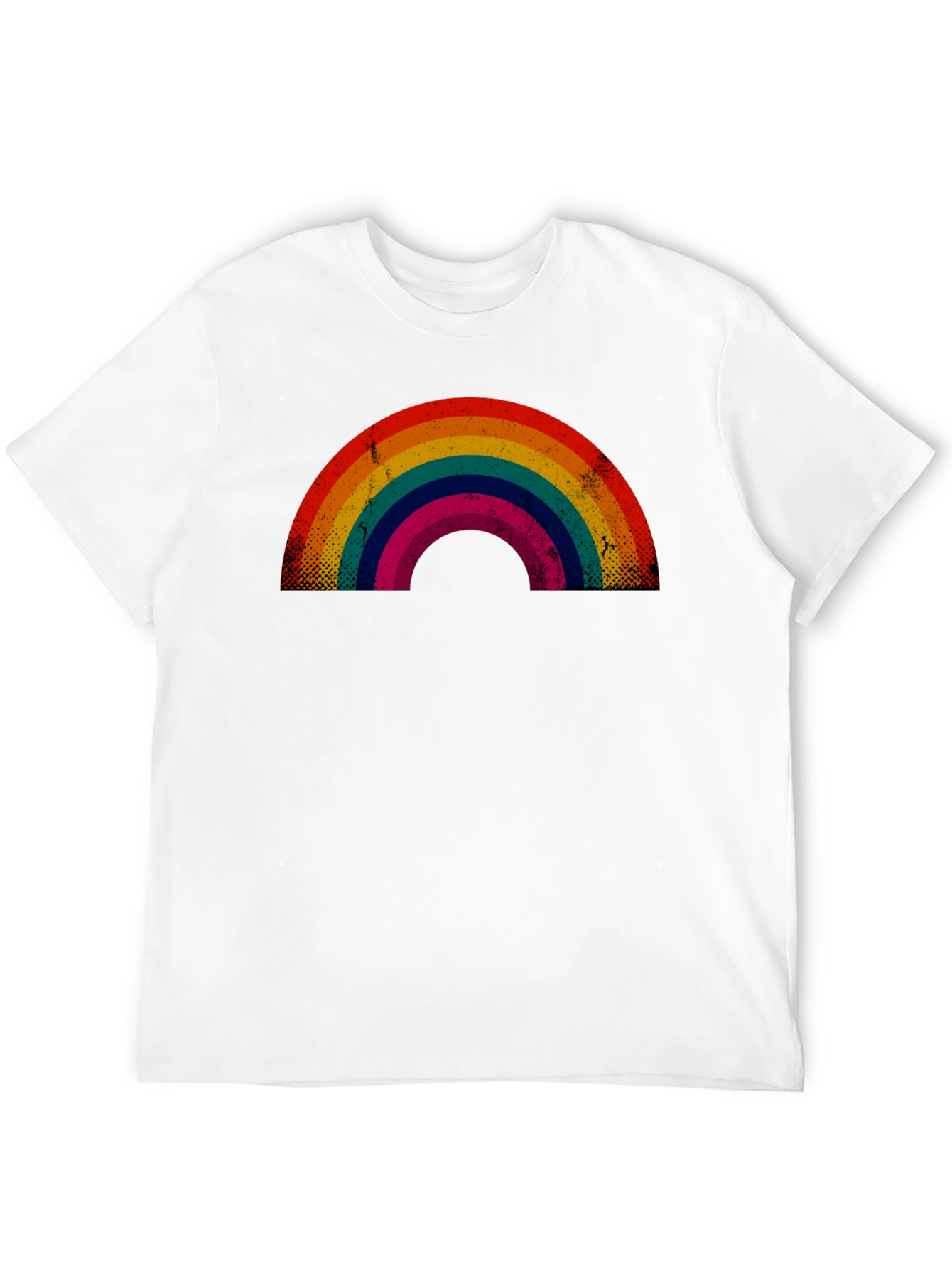 Retro Rainbow Graphic Tee - Black Cotton Blend