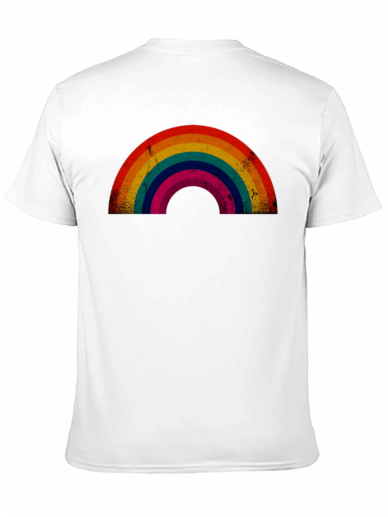 Retro Rainbow Graphic Tee - Black Cotton Blend