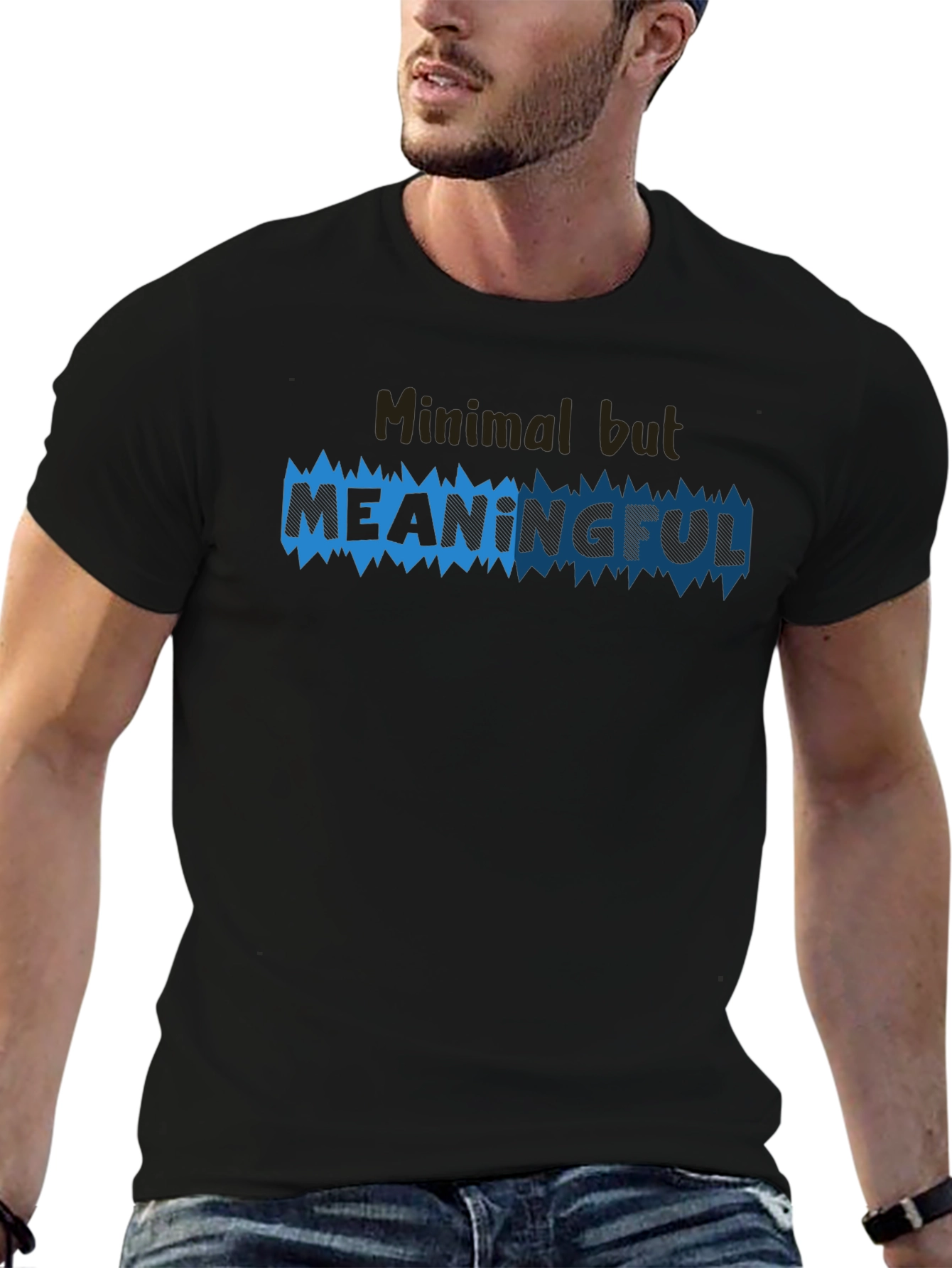Minimal But Meaningful Graphic Tee - Black Cotton Blend