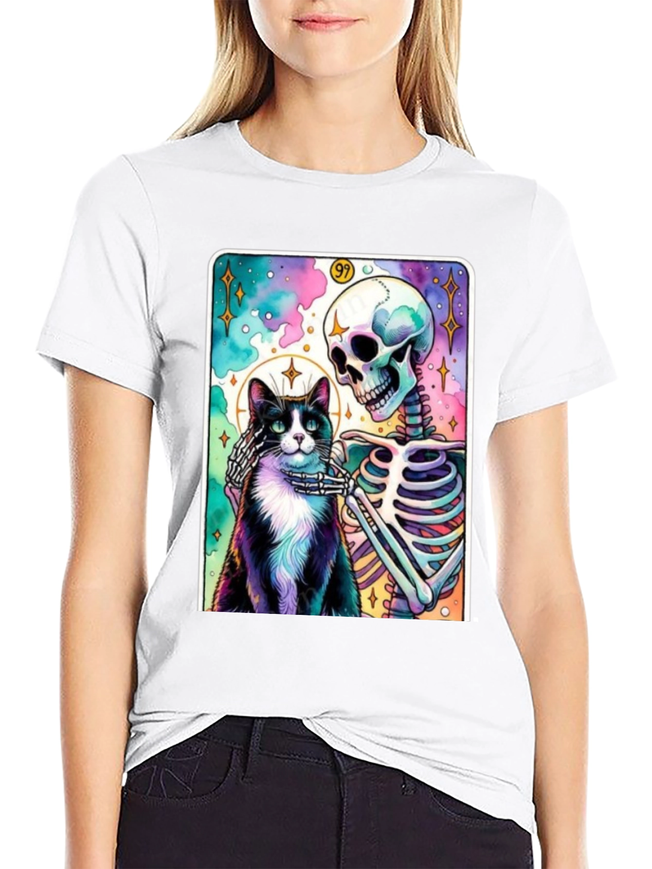Cat & Skeleton Graphic Tee