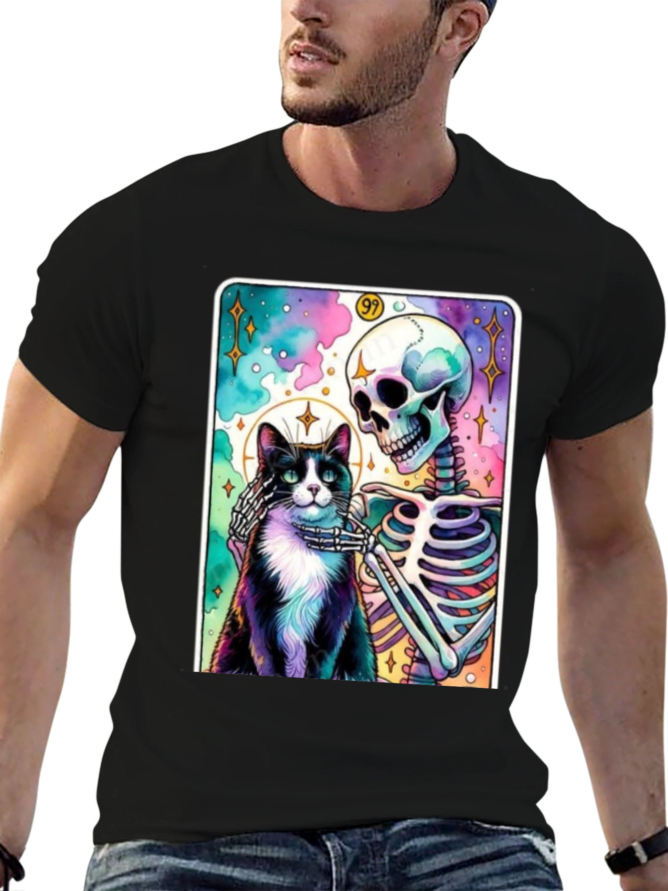 Cat & Skeleton Graphic Tee