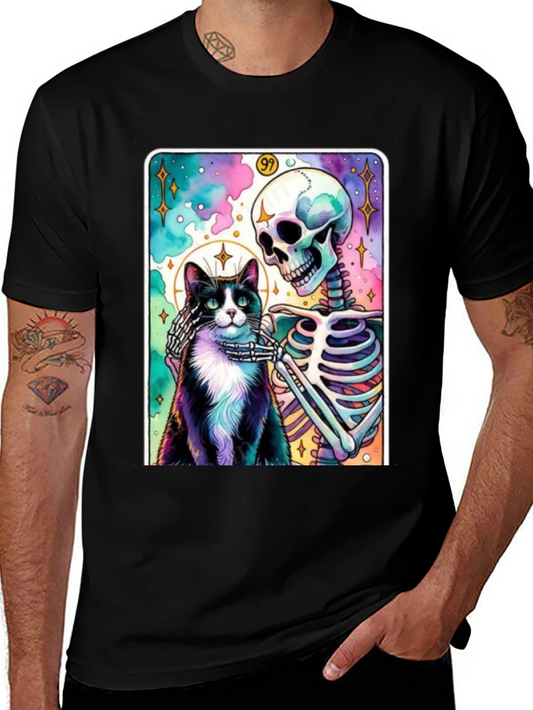 Cat & Skeleton Graphic Tee