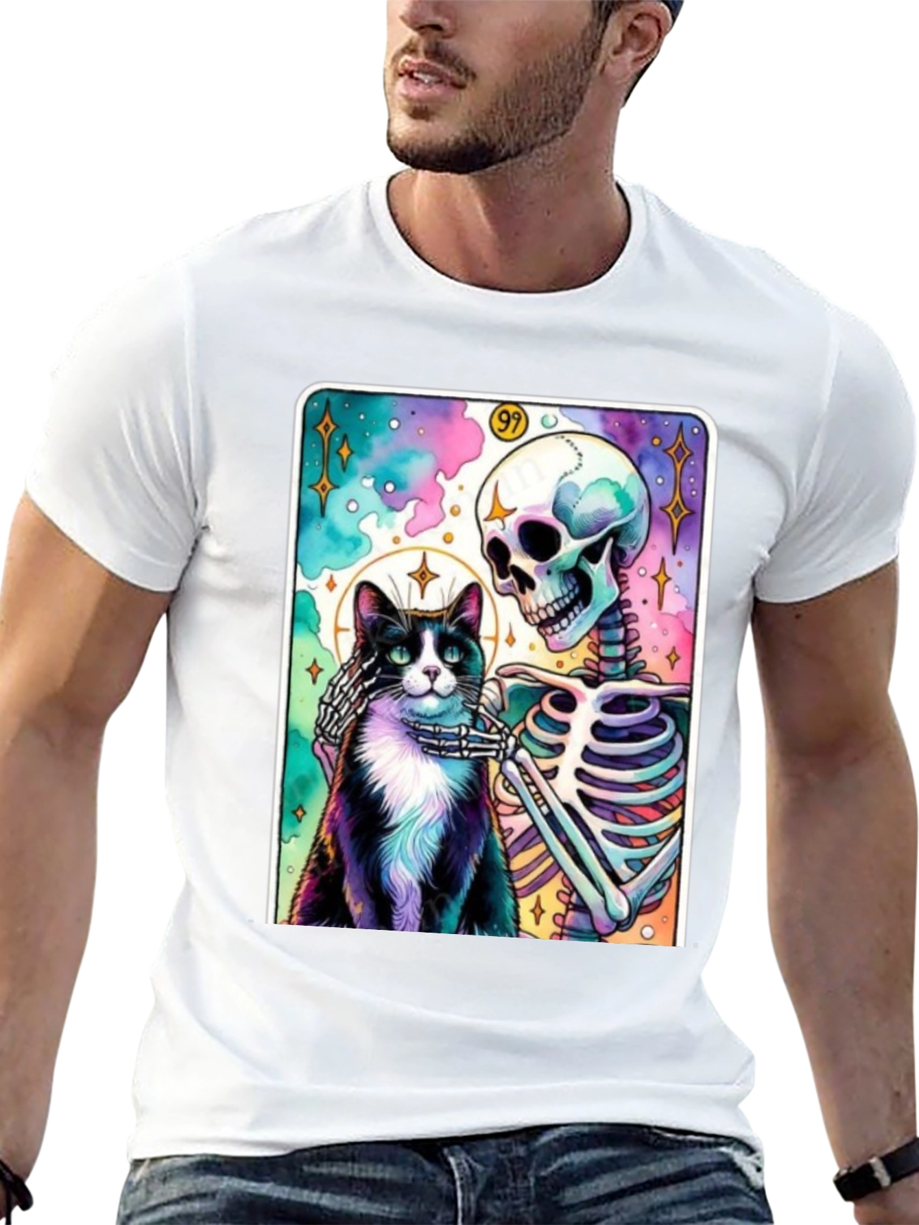 Cat & Skeleton Graphic Tee