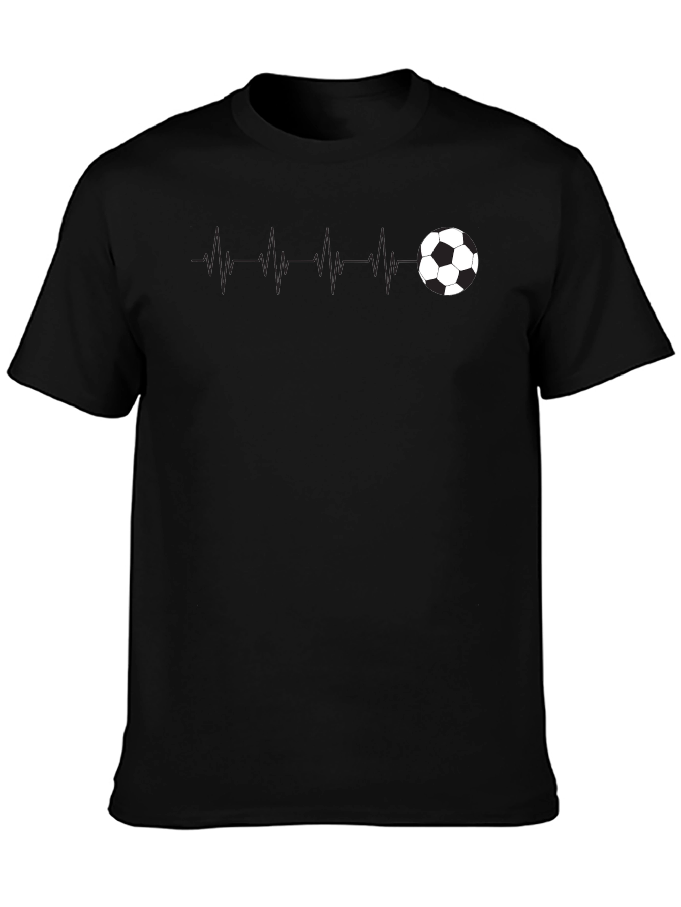 Soccer Heartbeat Tee - Black Graphic T-Shirt