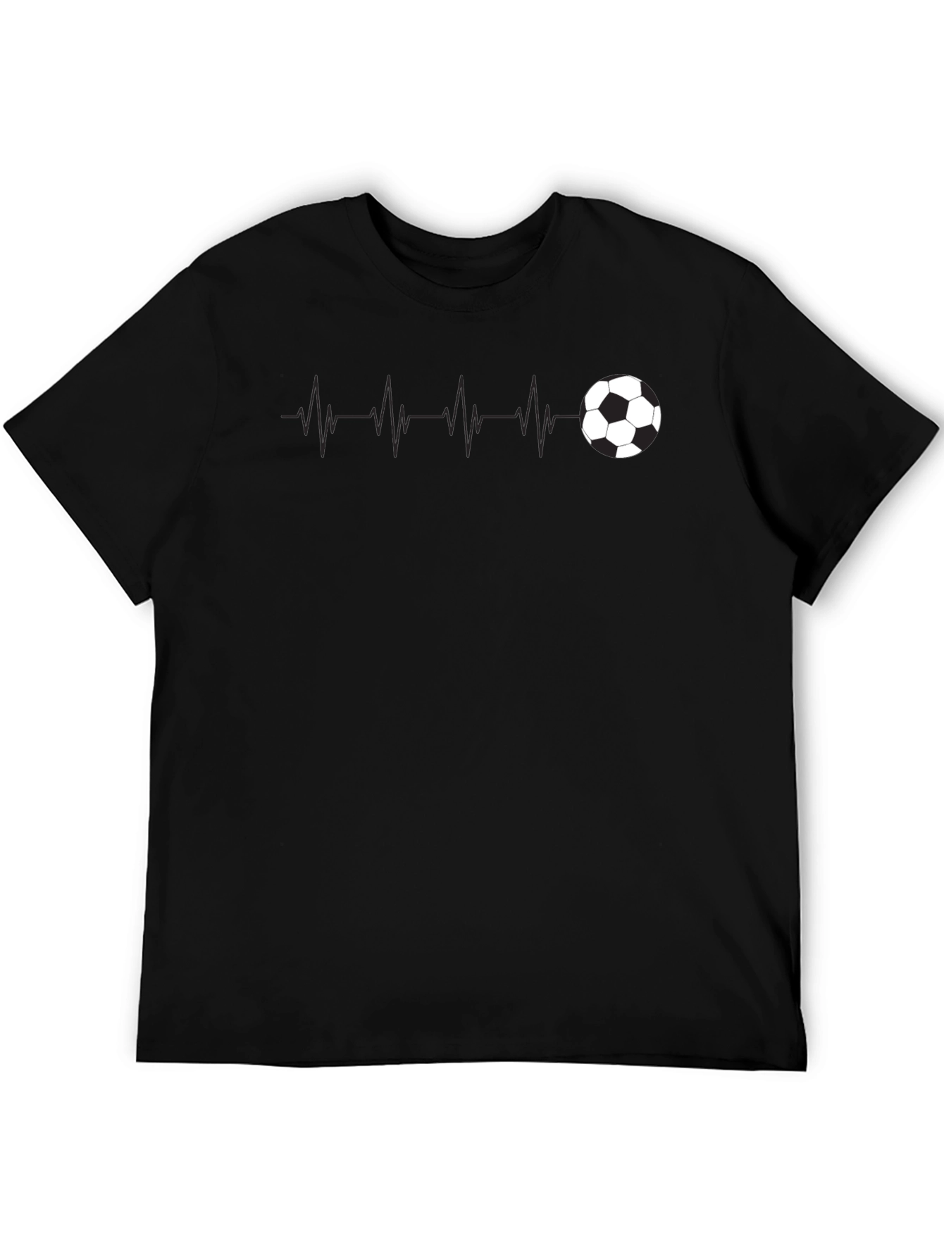Soccer Heartbeat Tee - Black Graphic T-Shirt