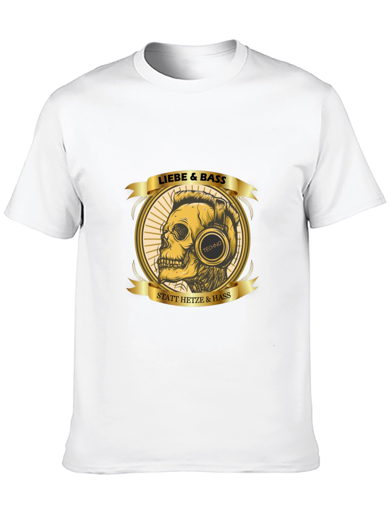 Liebe & Bass Graphic T-Shirt - Skull with Headphones