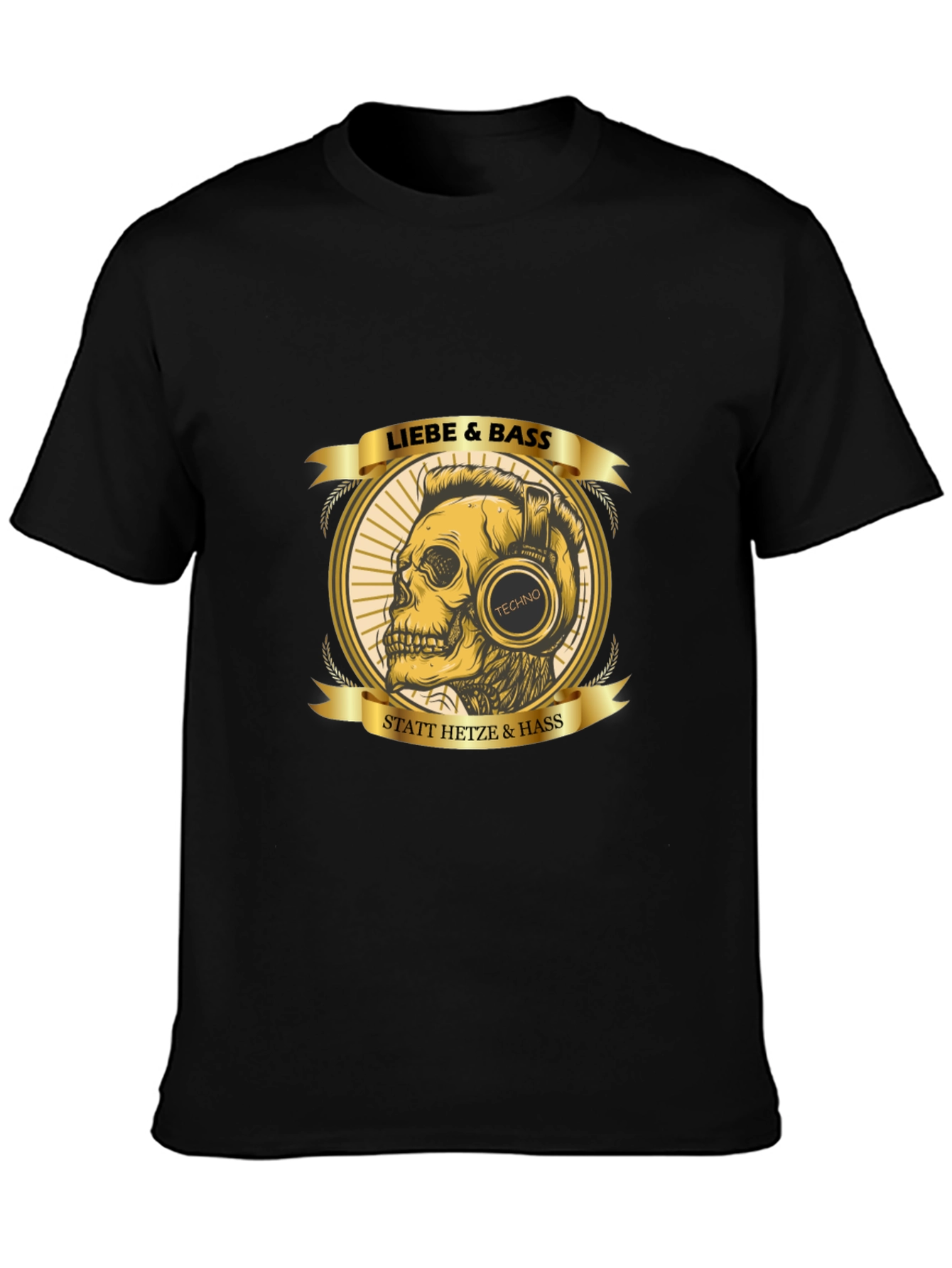 Liebe & Bass Graphic T-Shirt - Skull with Headphones