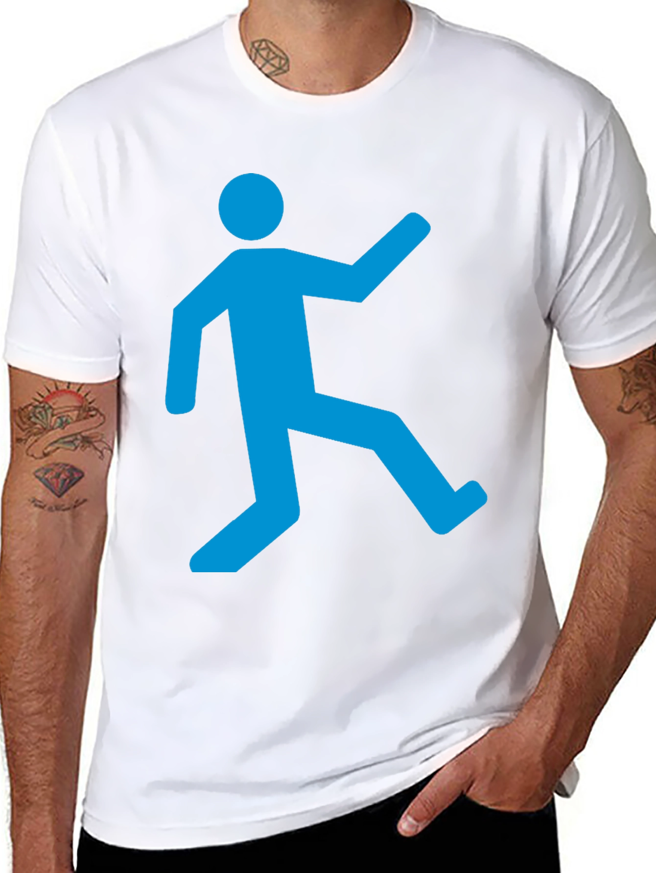 Funny Stick Figure Silhouette Black T-Shirt