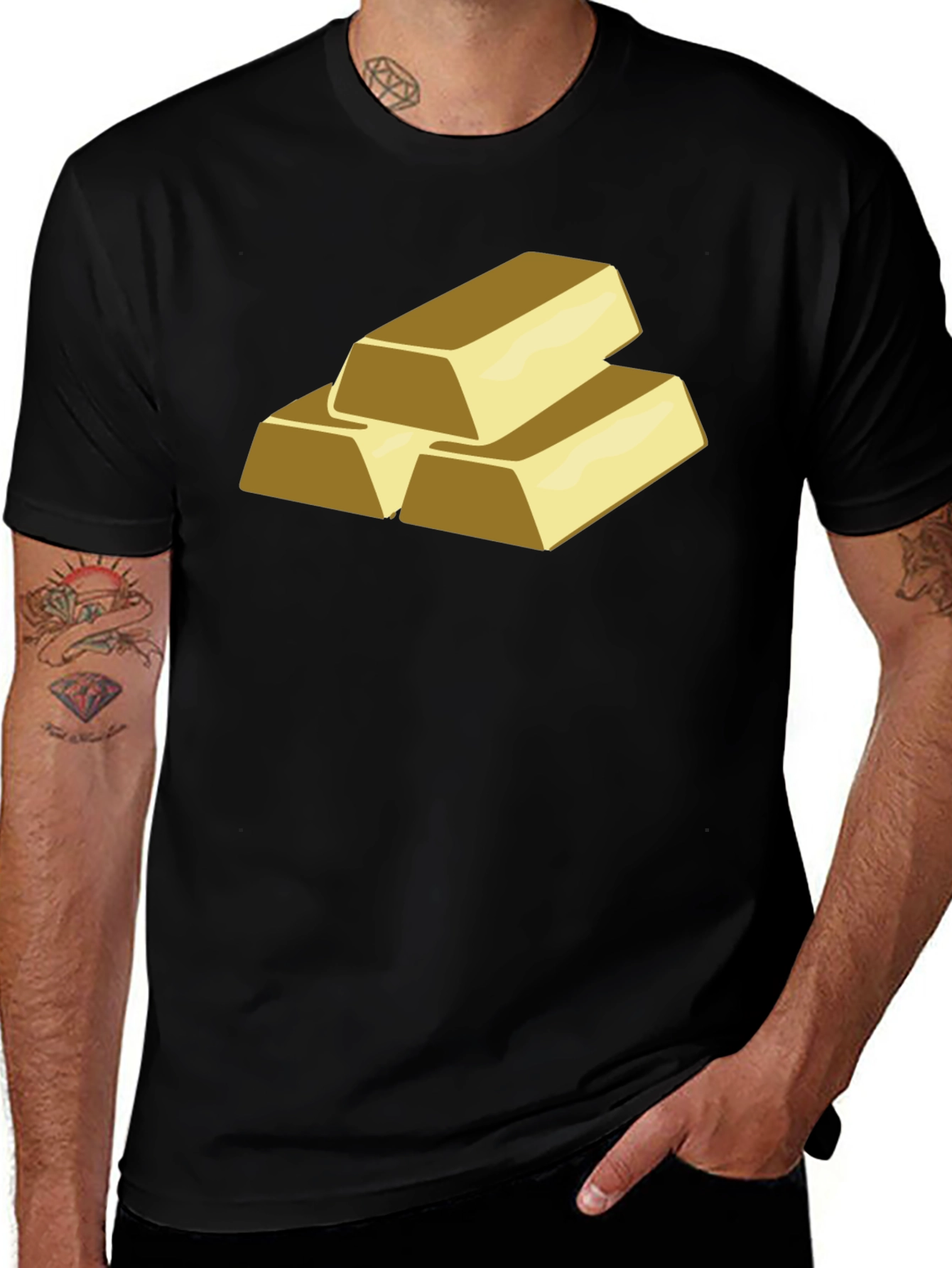 Gold Bars Graphic T-Shirt - Black Cotton Tee