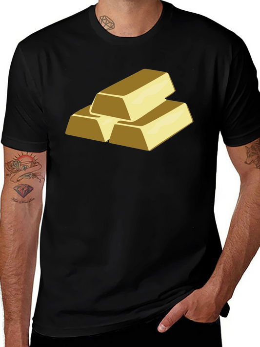 Gold Bars Graphic T-Shirt - Black Cotton Tee