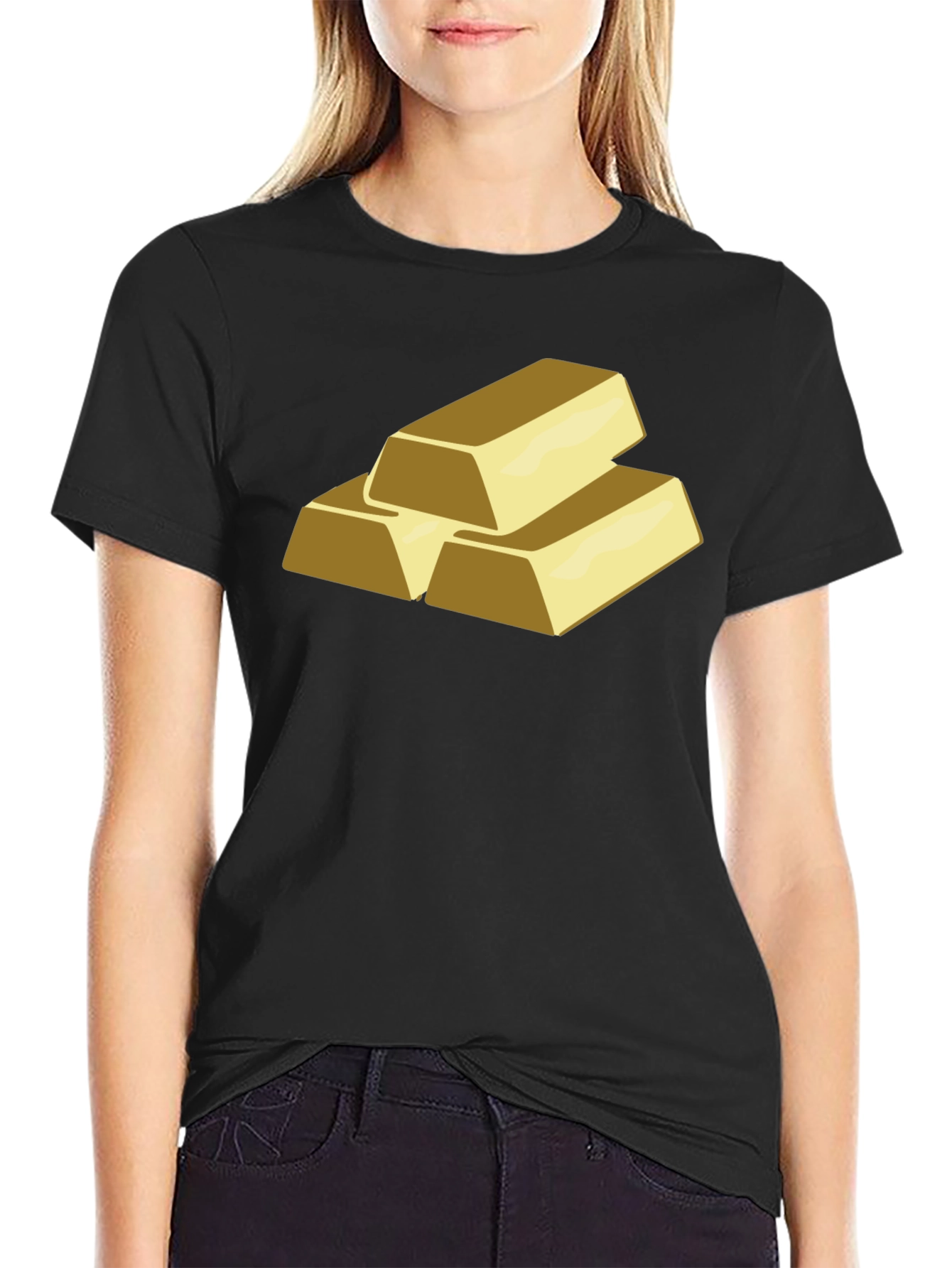 Gold Bars Graphic T-Shirt - Black Cotton Tee
