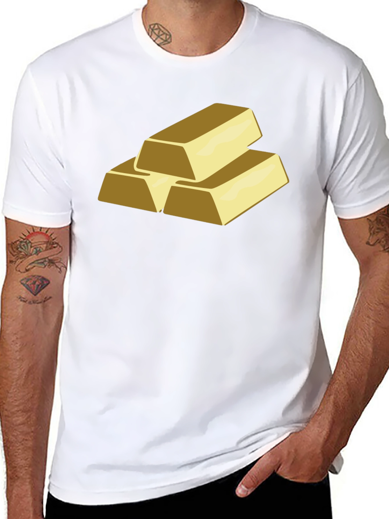 Gold Bars Graphic T-Shirt - Black Cotton Tee
