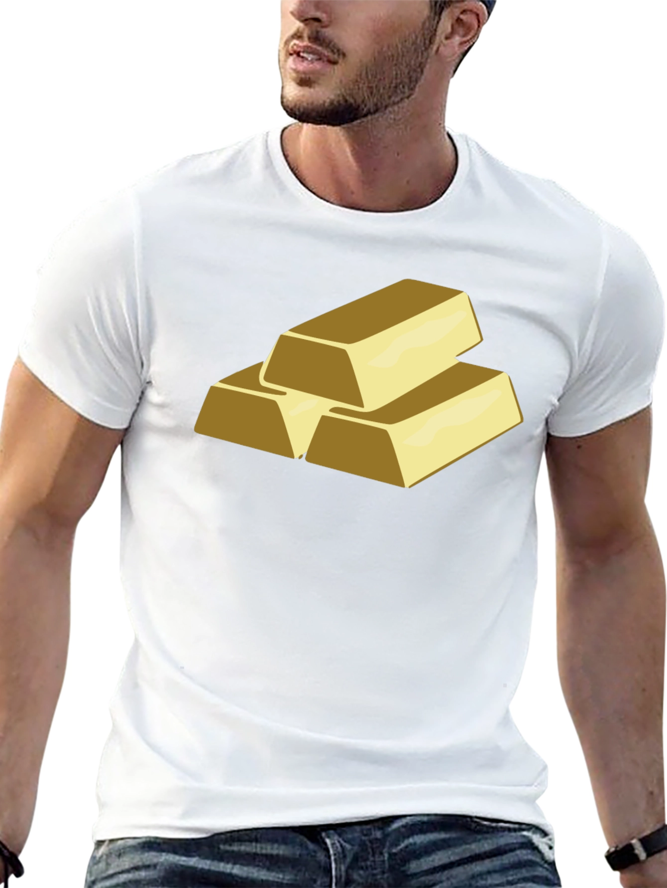 Gold Bars Graphic T-Shirt - Black Cotton Tee