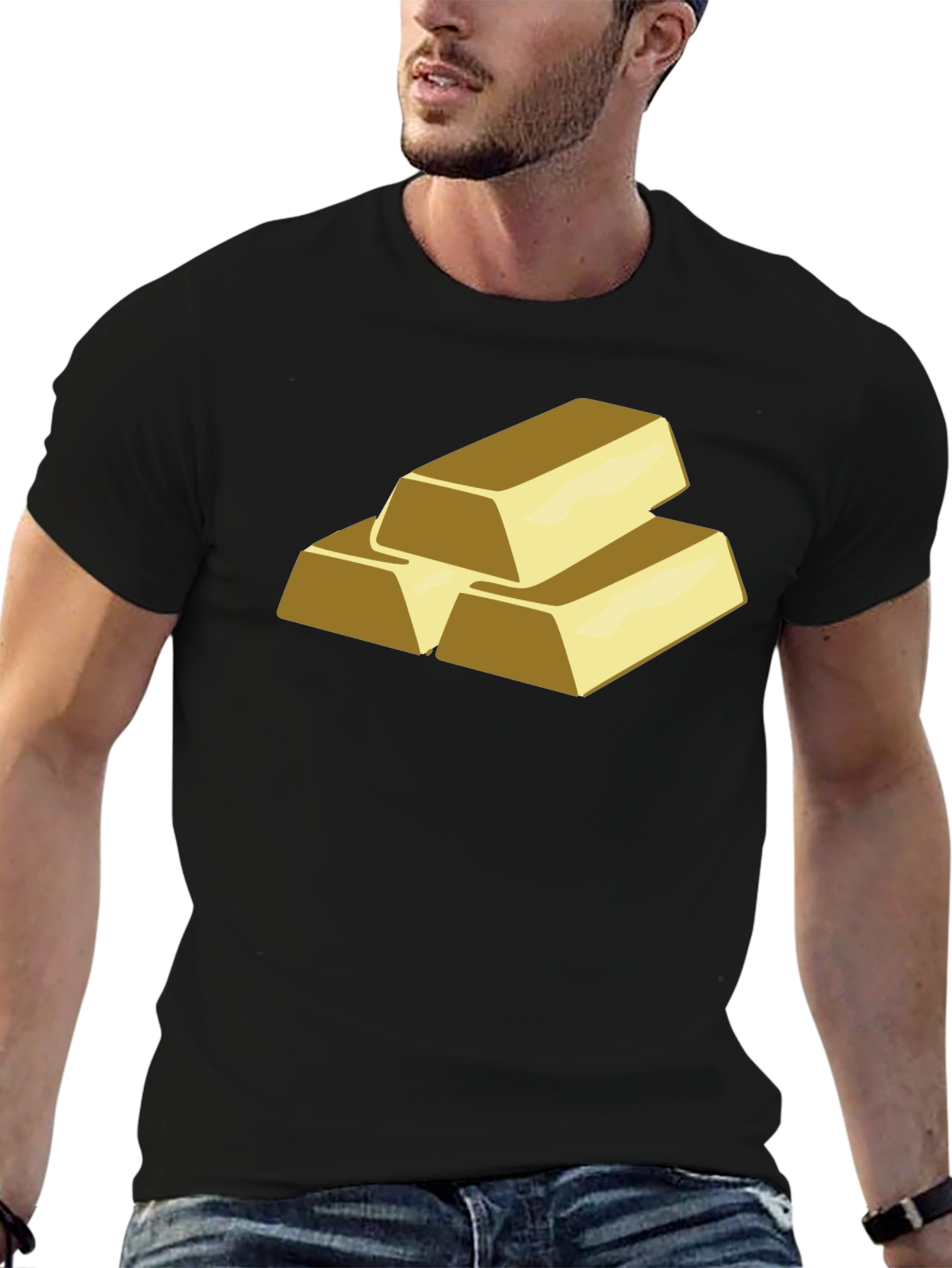 Gold Bars Graphic T-Shirt - Black Cotton Tee